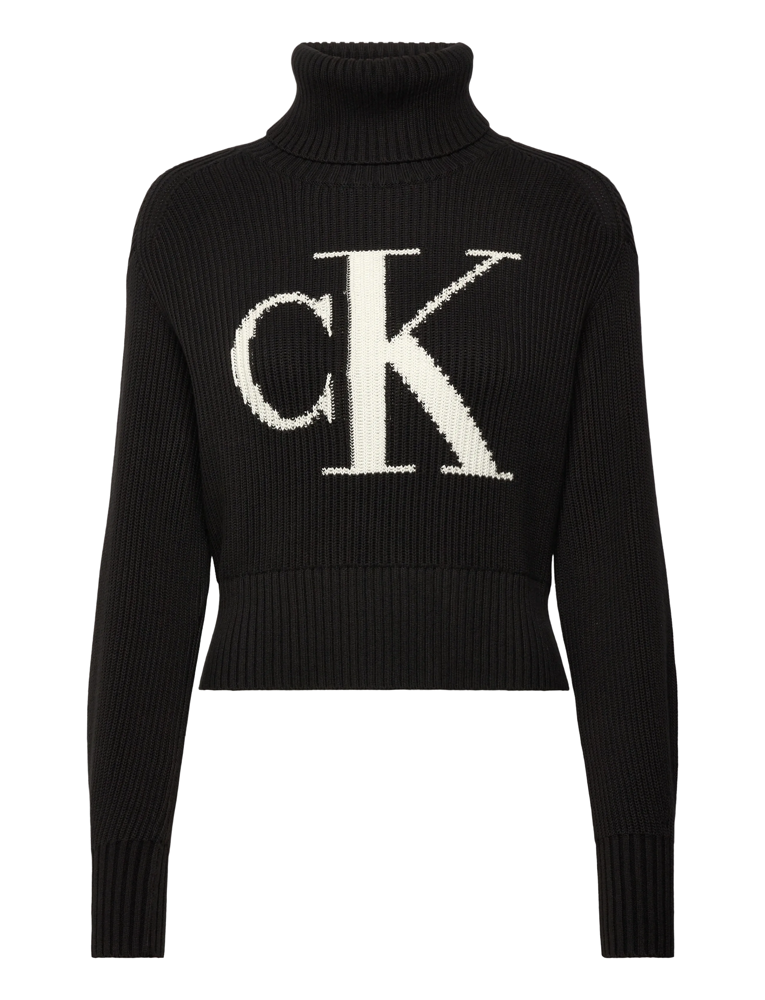 Calvin Klein Jeans BLOWN UP CK LOOSE SWEATER CONTRA - Strik - BLACK / black