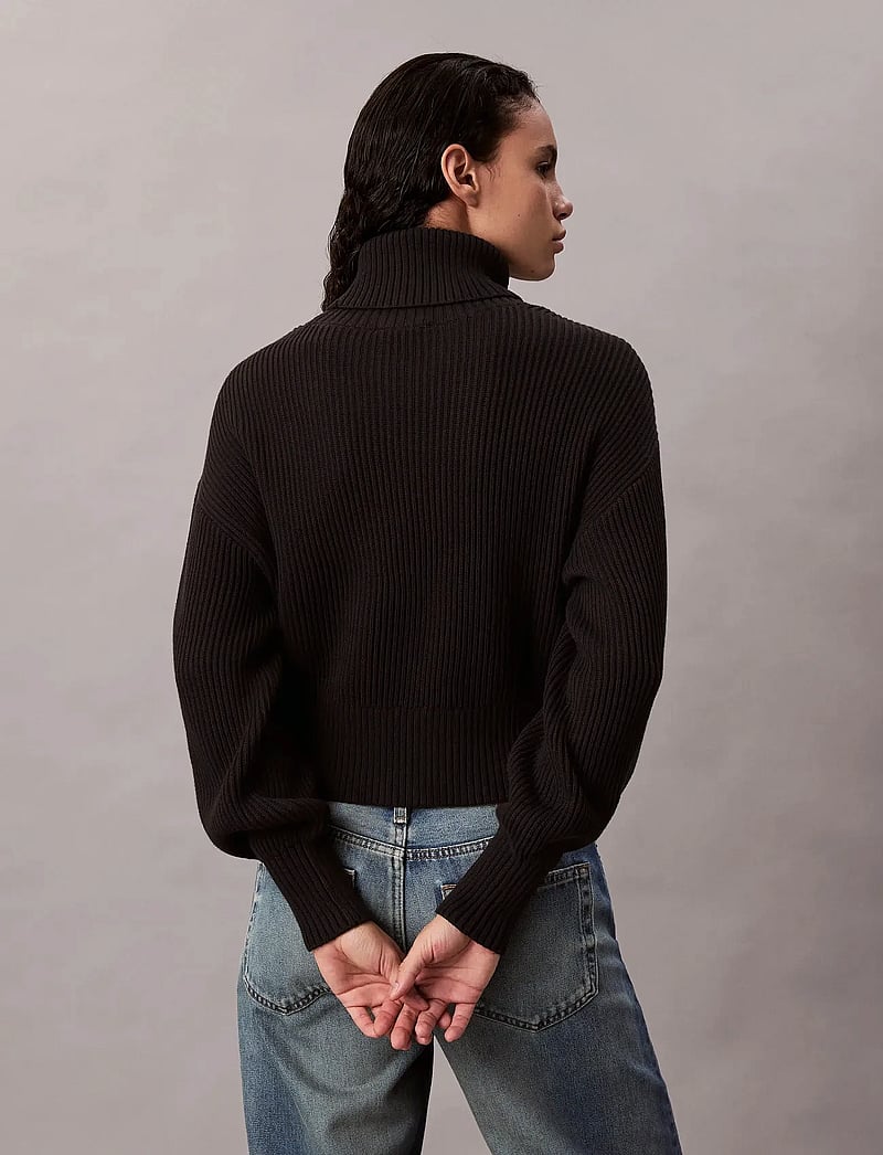 Calvin Klein Jeans - BLOWN UP CK LOOSE SWEATER CONTRA - rullekraver - black - 5