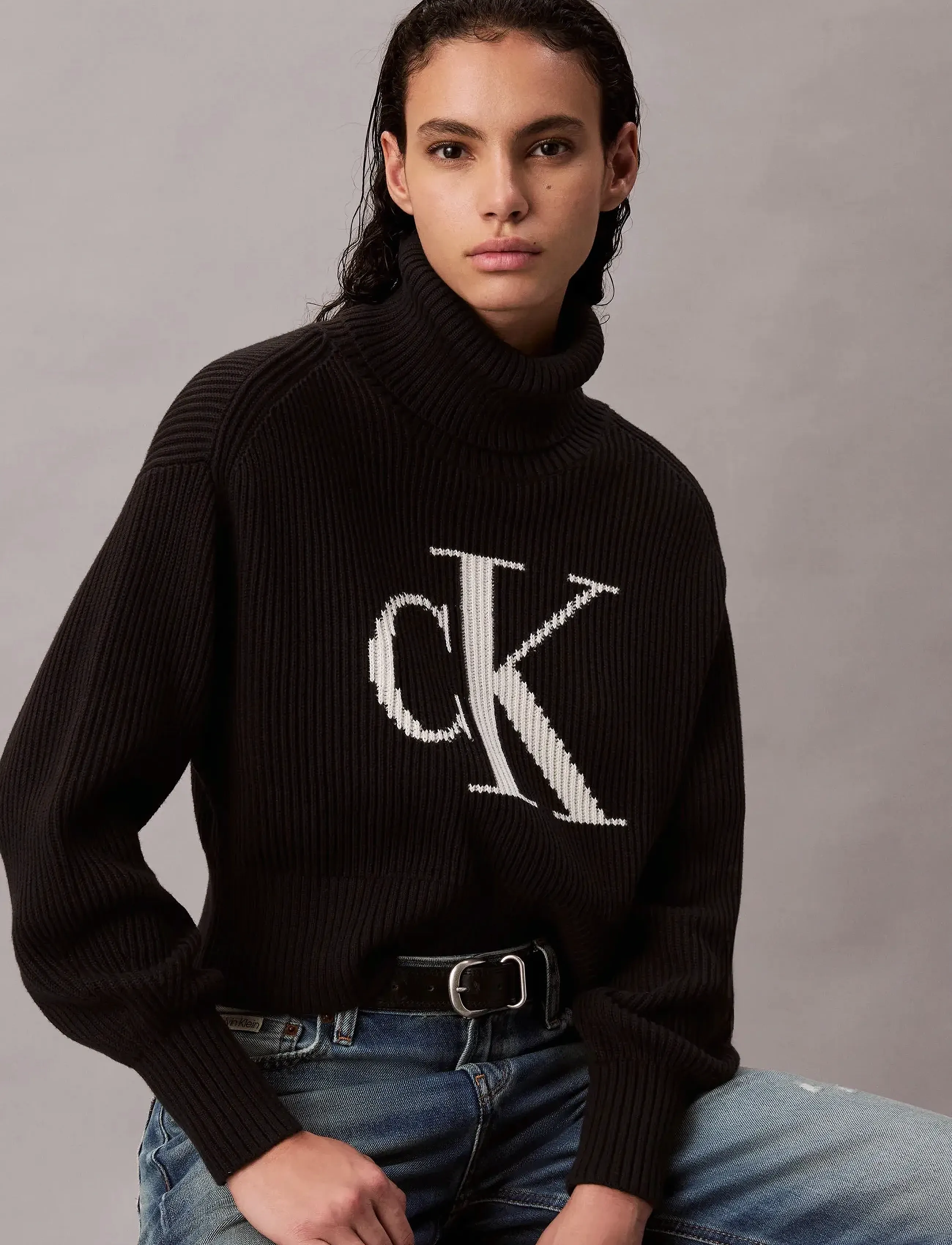 Calvin Klein Jeans Blown Up Ck Loose Sweater Contra polotröjor dam – bild 5