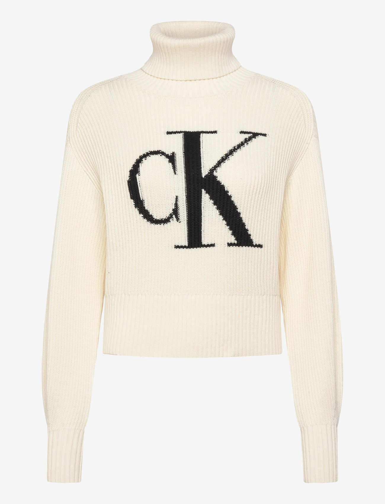 Calvin Klein Jeans - BLOWN UP CK LOOSE SWEATER CONTRA - rullekraver - ivory - 0