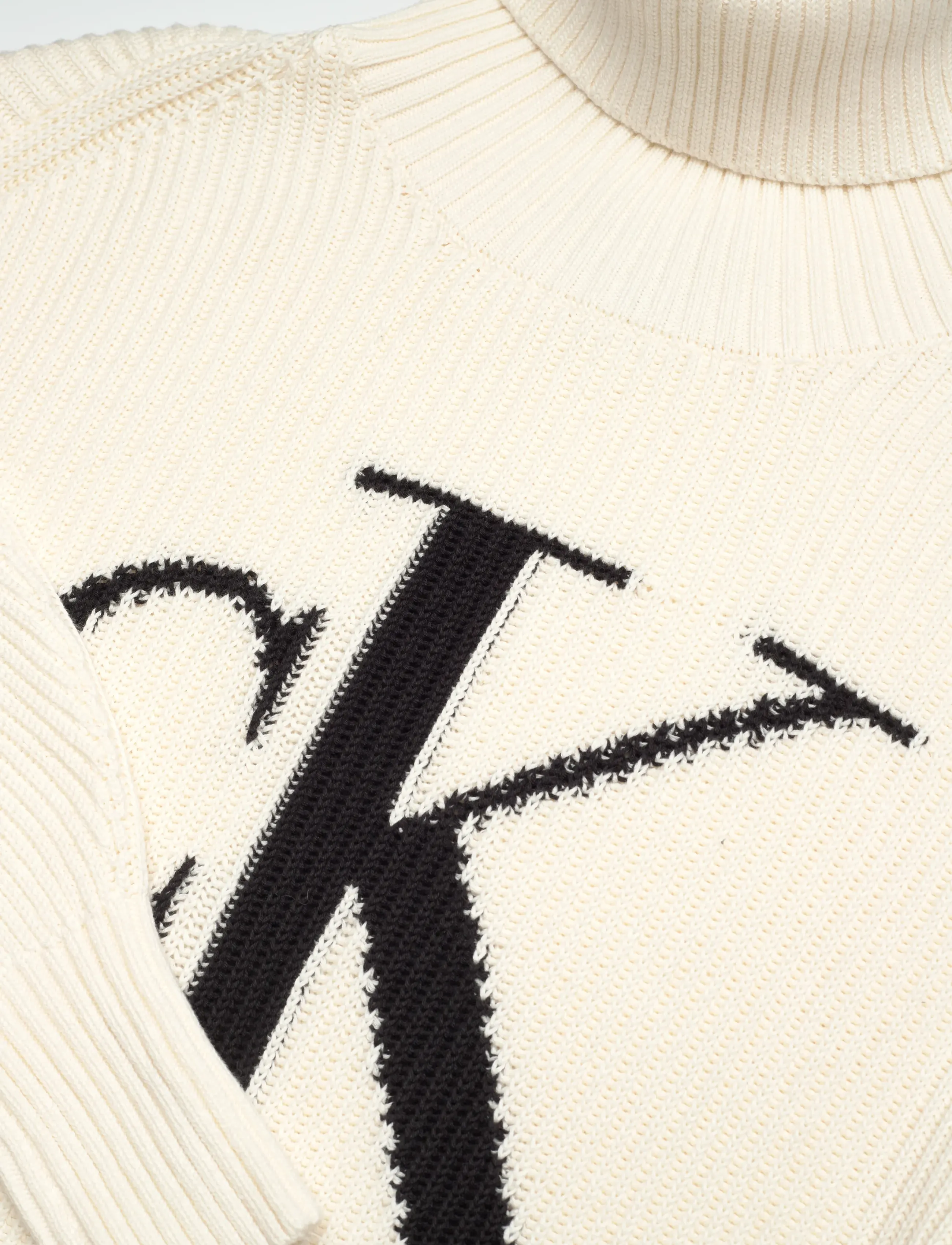 Calvin Klein Jeans - BLOWN UP CK LOOSE SWEATER CONTRA - rullekraver - ivory - 2