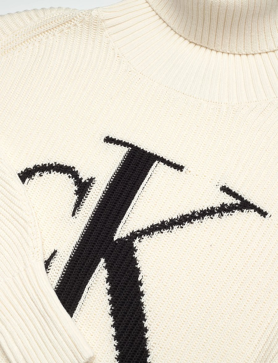 Calvin Klein Jeans - BLOWN UP CK LOOSE SWEATER CONTRA - rullekraver - ivory - 2