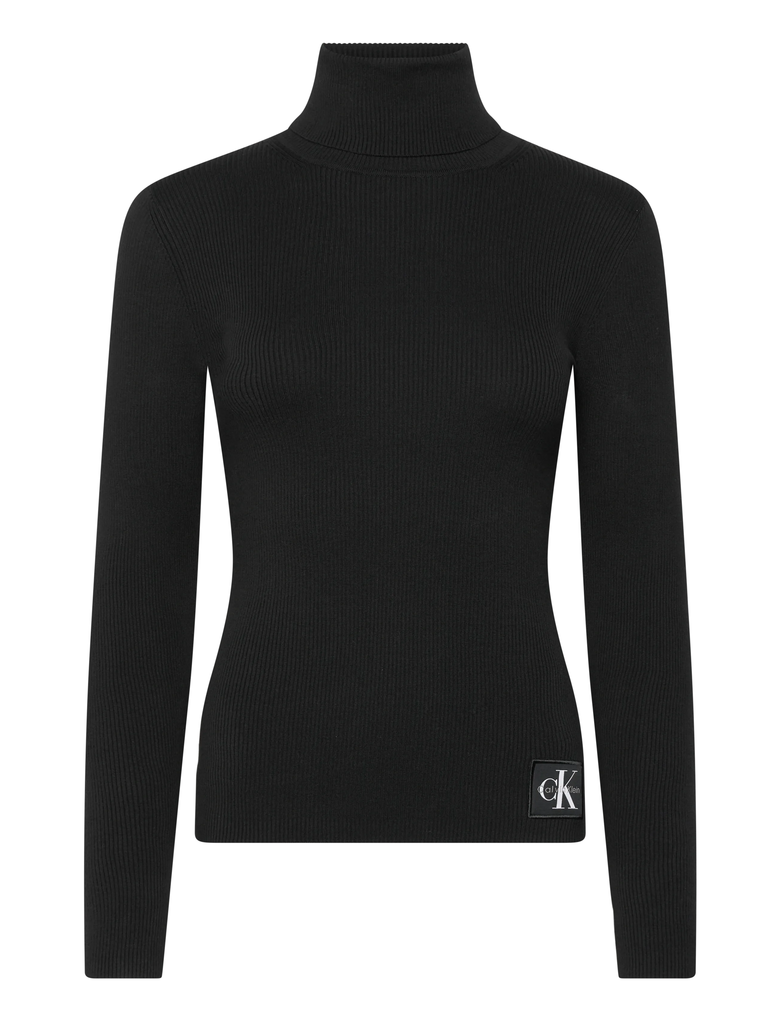 CALVIN KLEIN JEANS Woven Label Roll Neck Schwarz - XXS - Damen