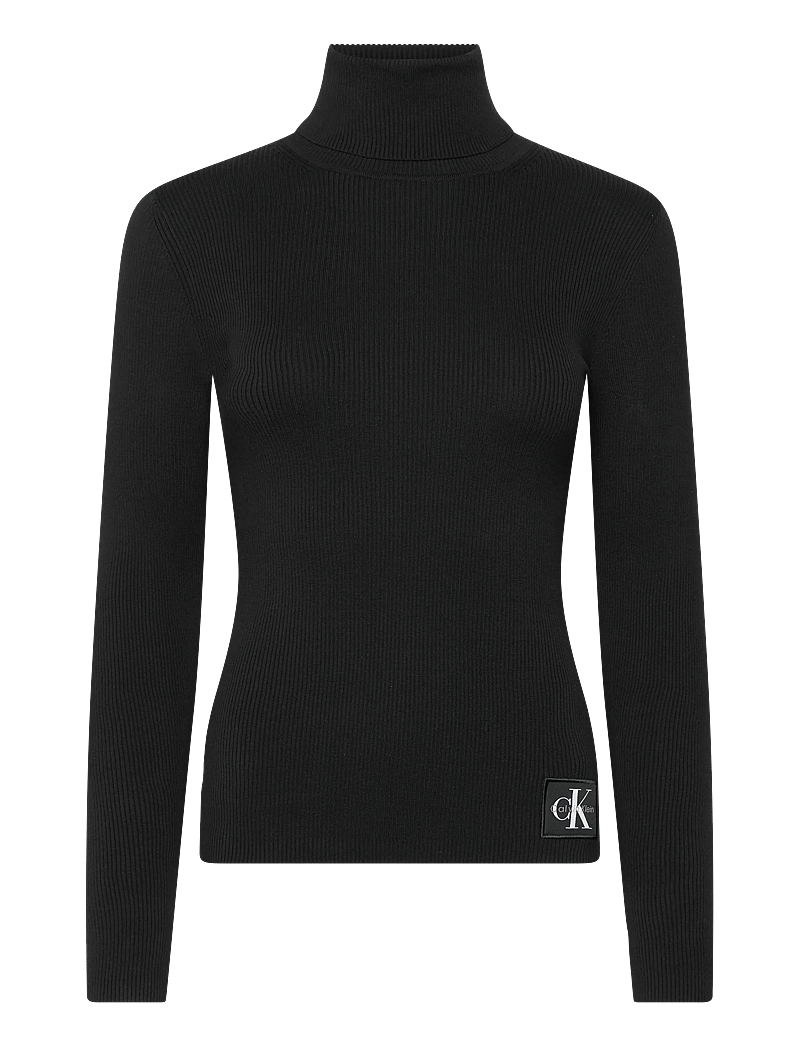 Calvin Klein Jeans - WOVEN LABEL ROLL NECK - rollkragenpullover - black - 0