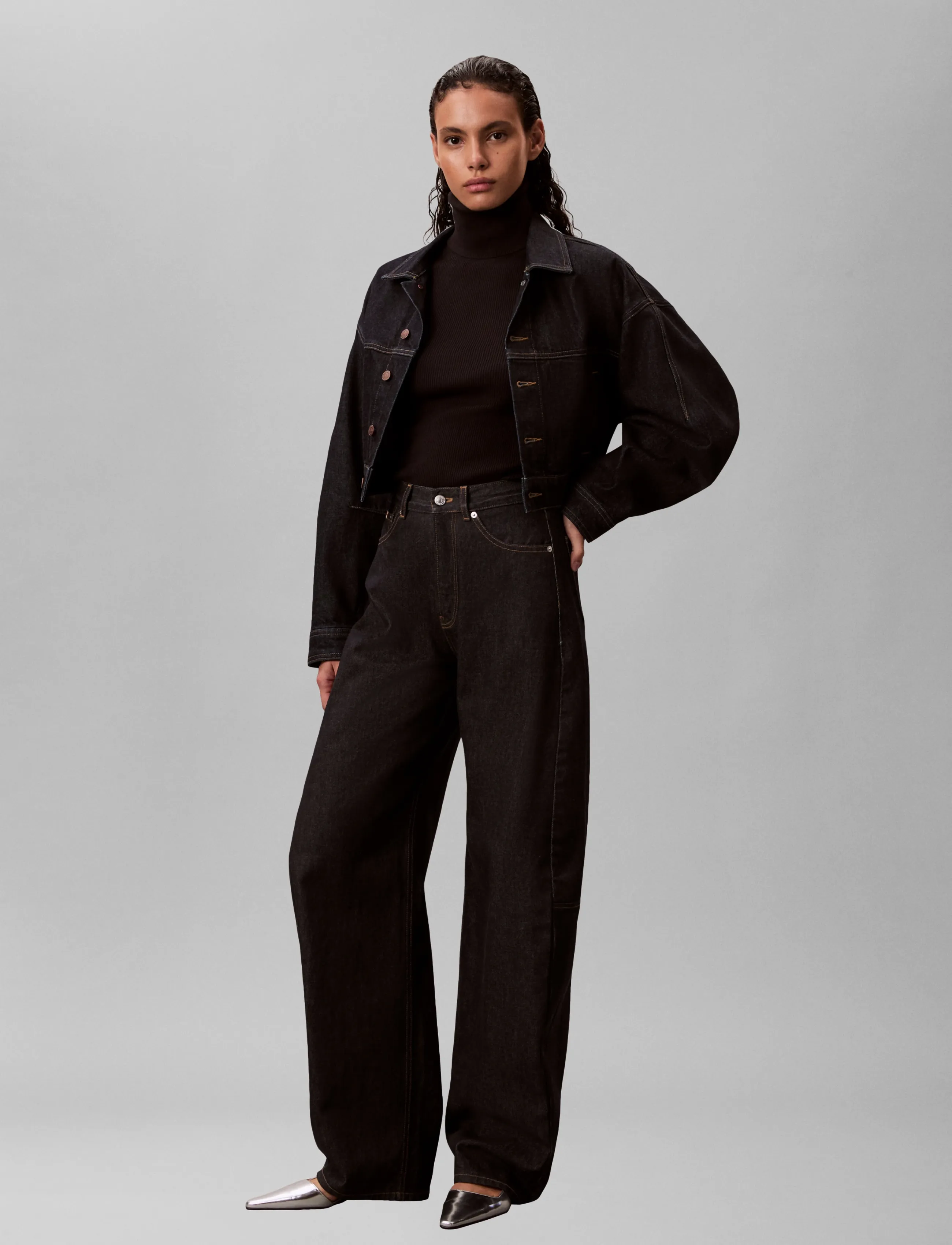 Calvin Klein Jeans Woven Label Roll Neck, XS, Black, Strik > Rullekrave, Dame
