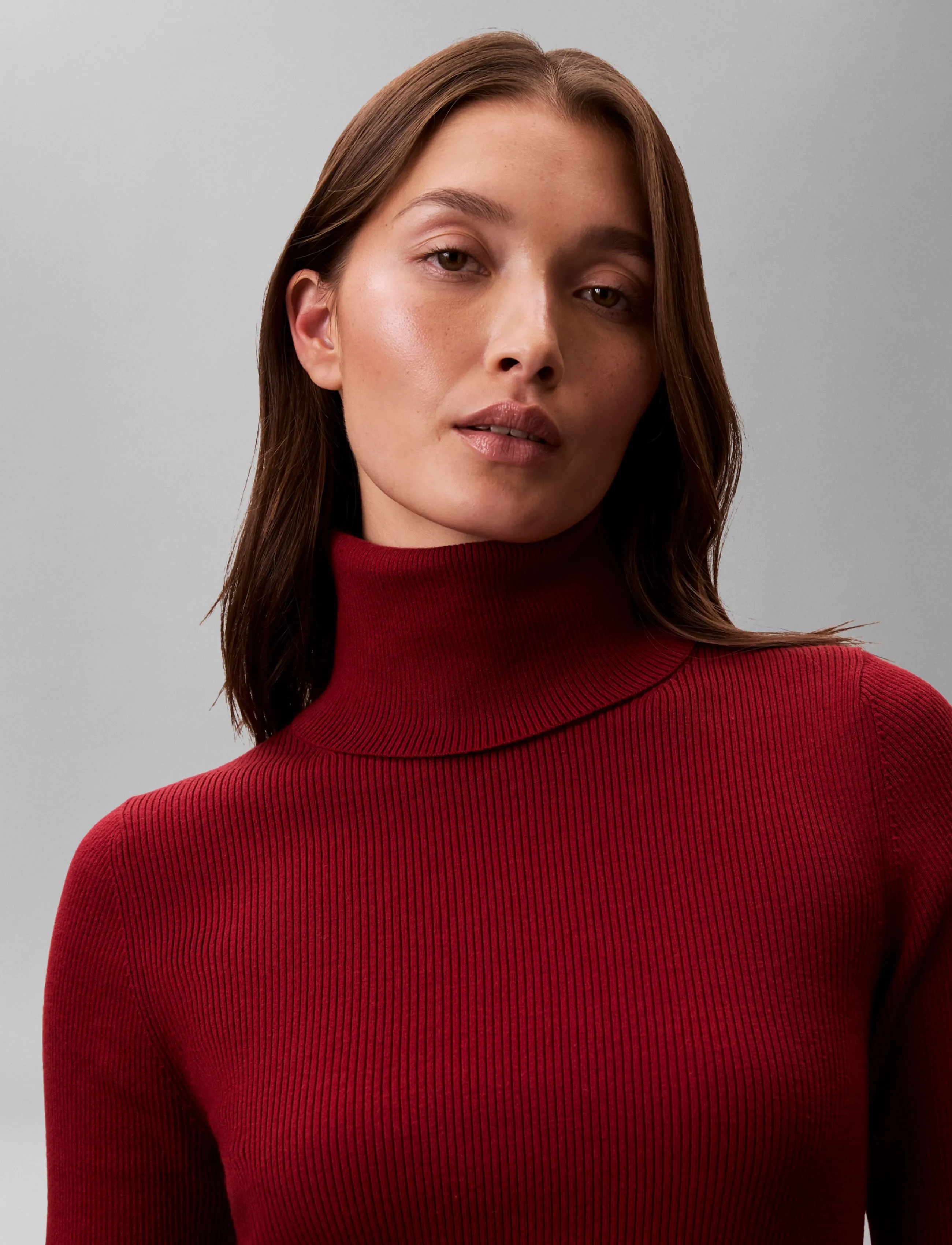 Calvin Klein Jeans - WOVEN LABEL ROLL NECK - turtleneck - winery - 5