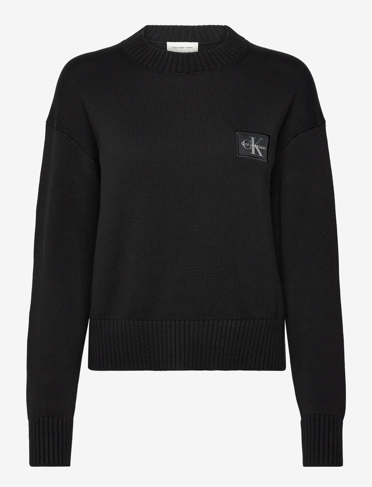 Calvin Klein Jeans - CK EMBRO BADGE SWEATER - striktrøjer - black - 0