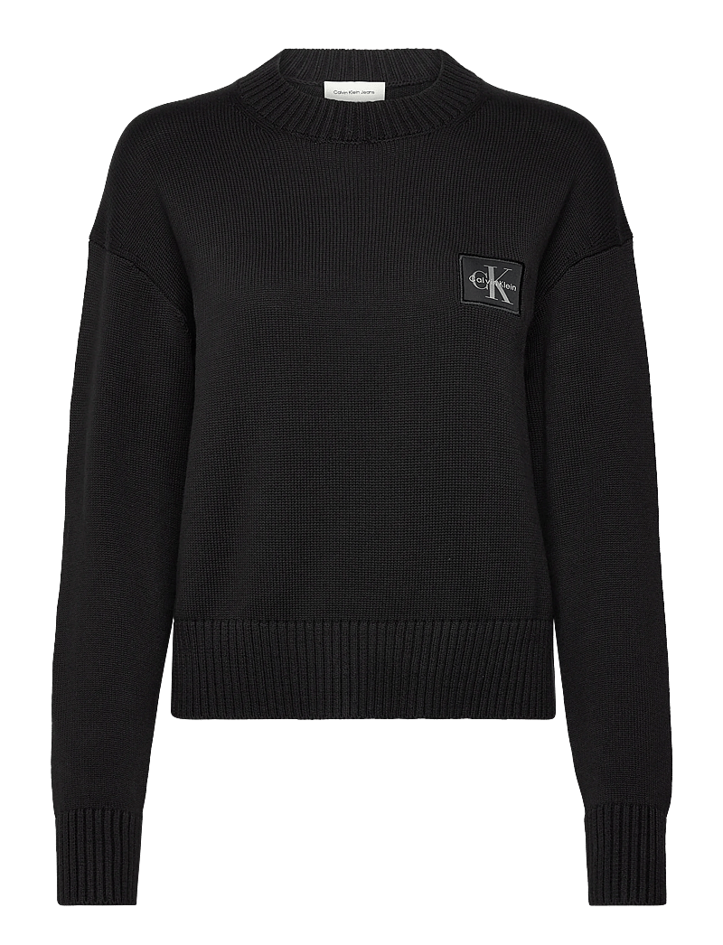 Calvin Klein Jeans - CK EMBRO BADGE SWEATER - striktrøjer - black - 0