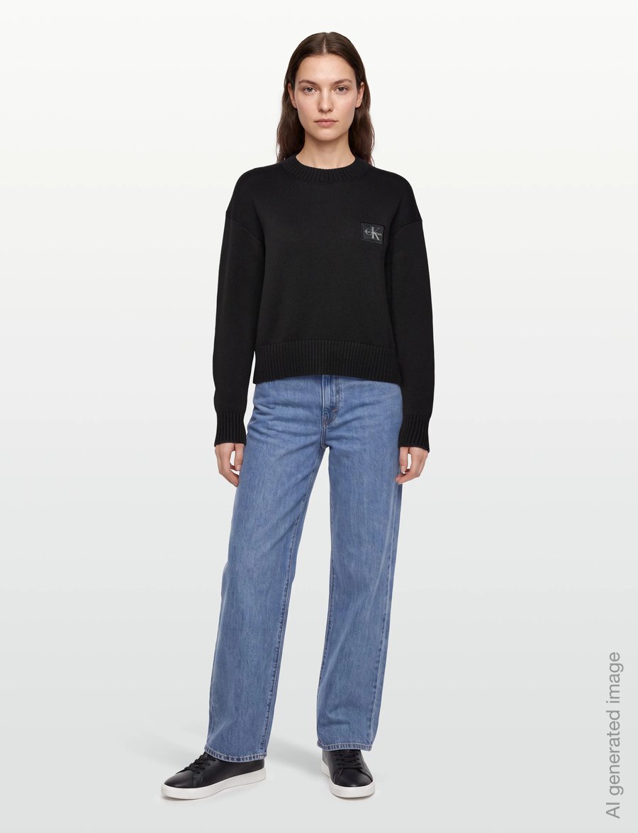 Calvin Klein Jeans - CK EMBRO BADGE SWEATER - pullover - black - 0