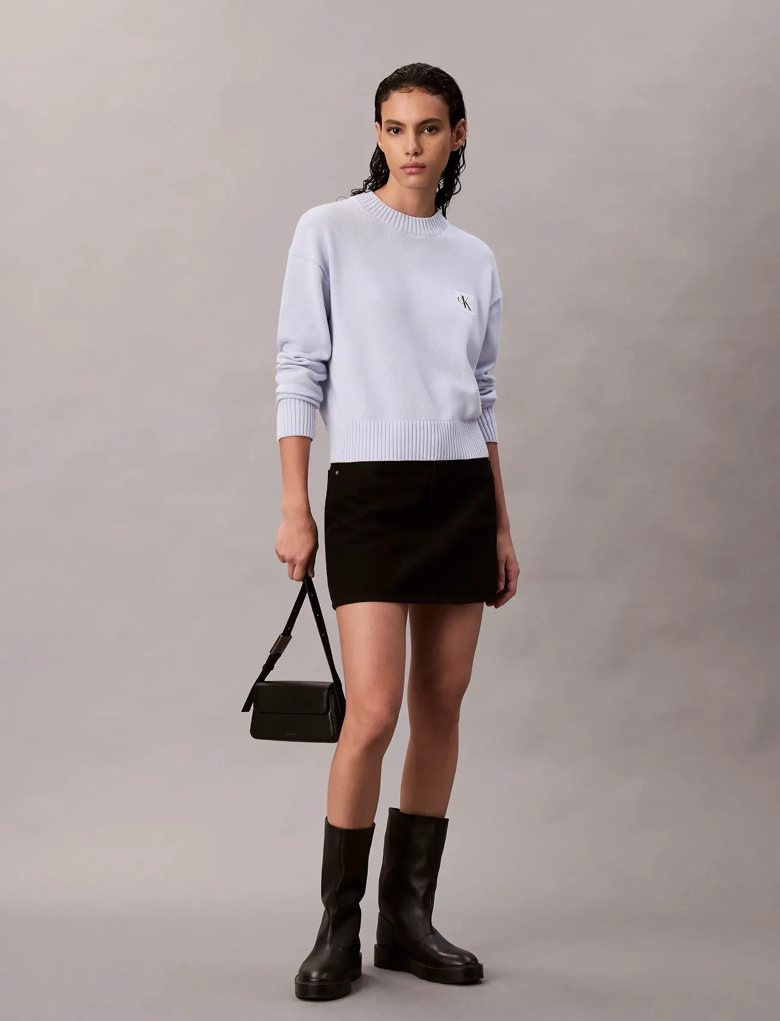 Calvin Klein Jeans - CK EMBRO BADGE SWEATER - gebreide truien - light blue - 3