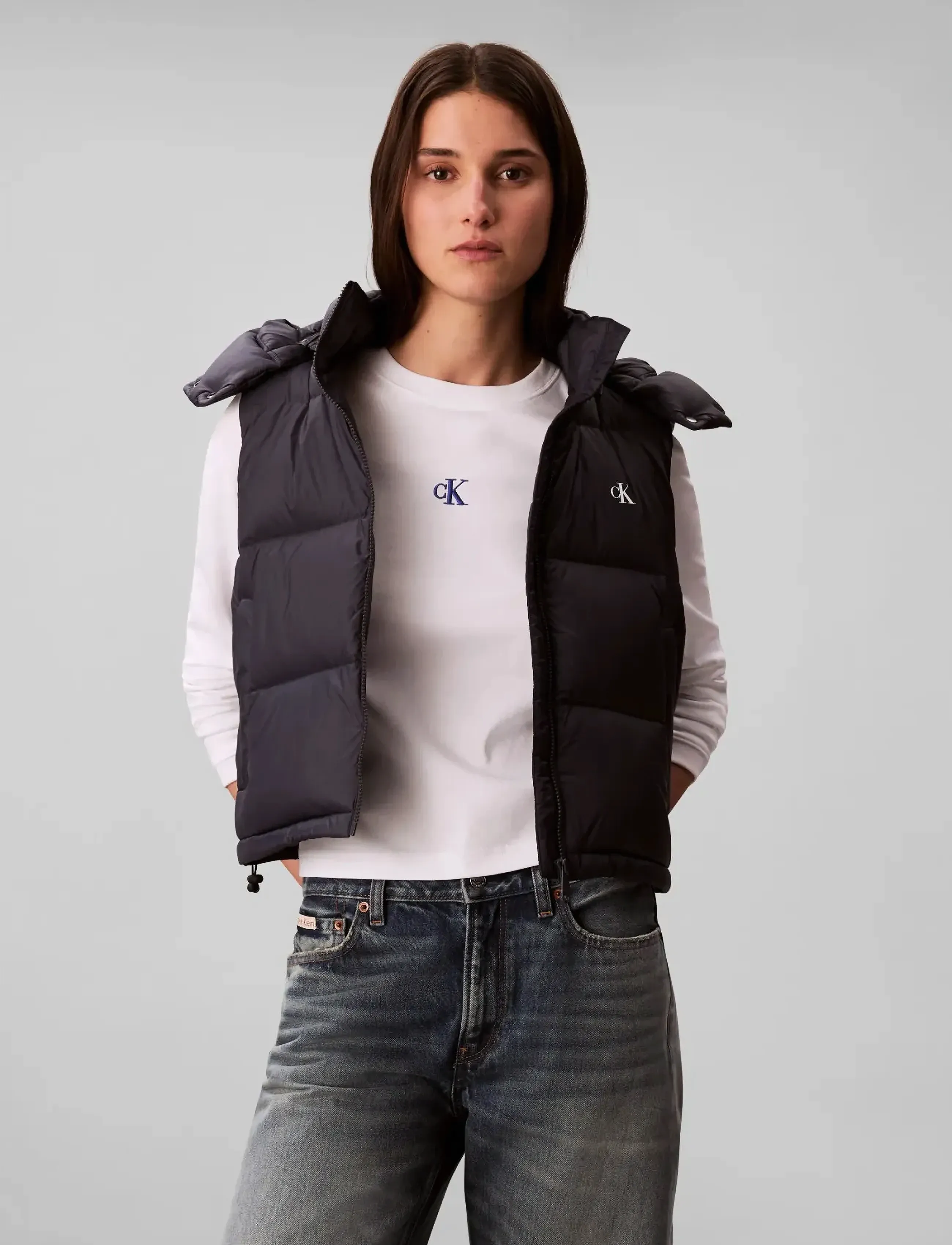 Calvin Klein Jeans Essential Midweight Puffer Vest, S, Navy, Veste > Vatterede Veste, Dame