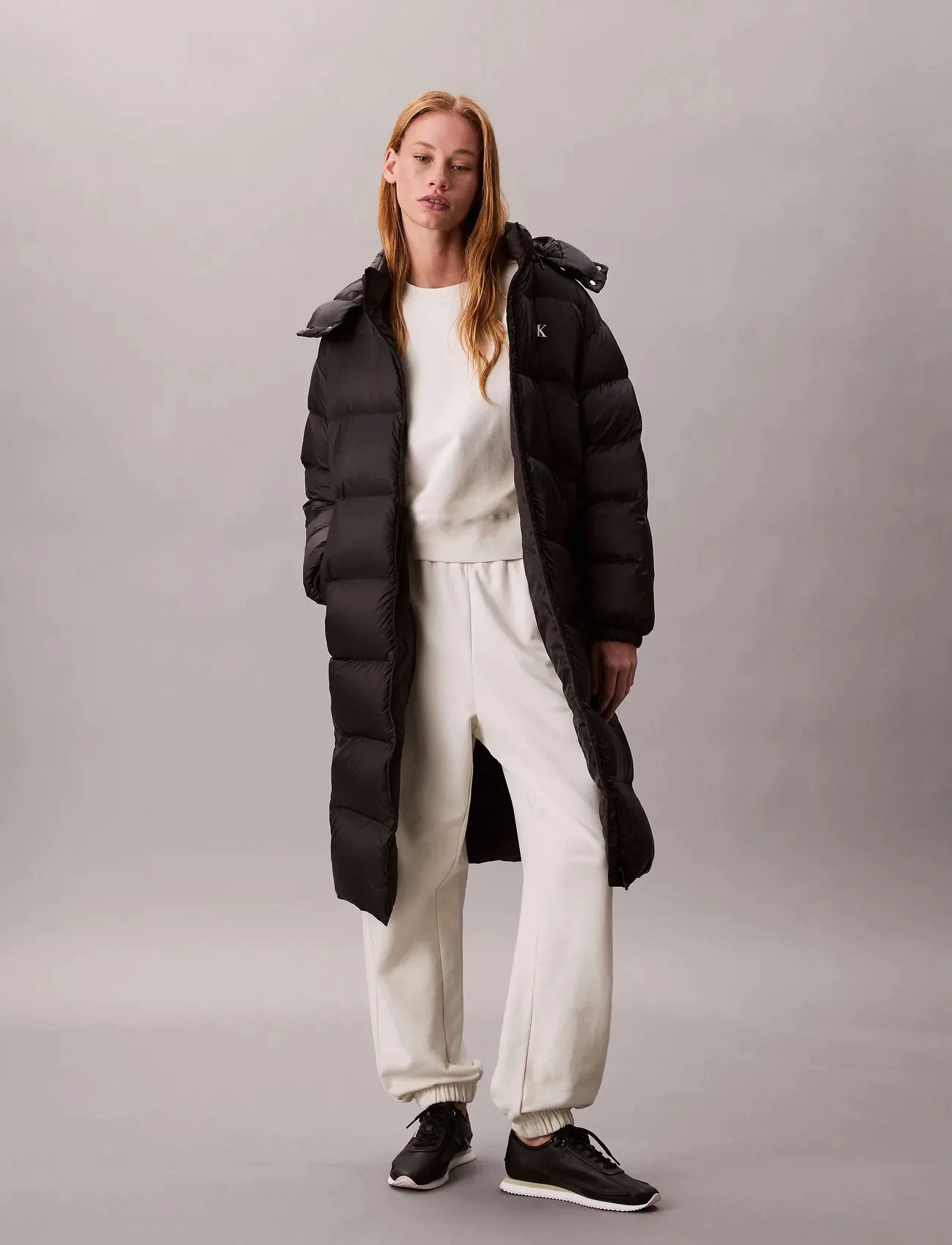 Calvin Klein Jeans Essential Midweight Long Puffer, Kvinder, Lang Pufferfrakke, Sort, Str: M