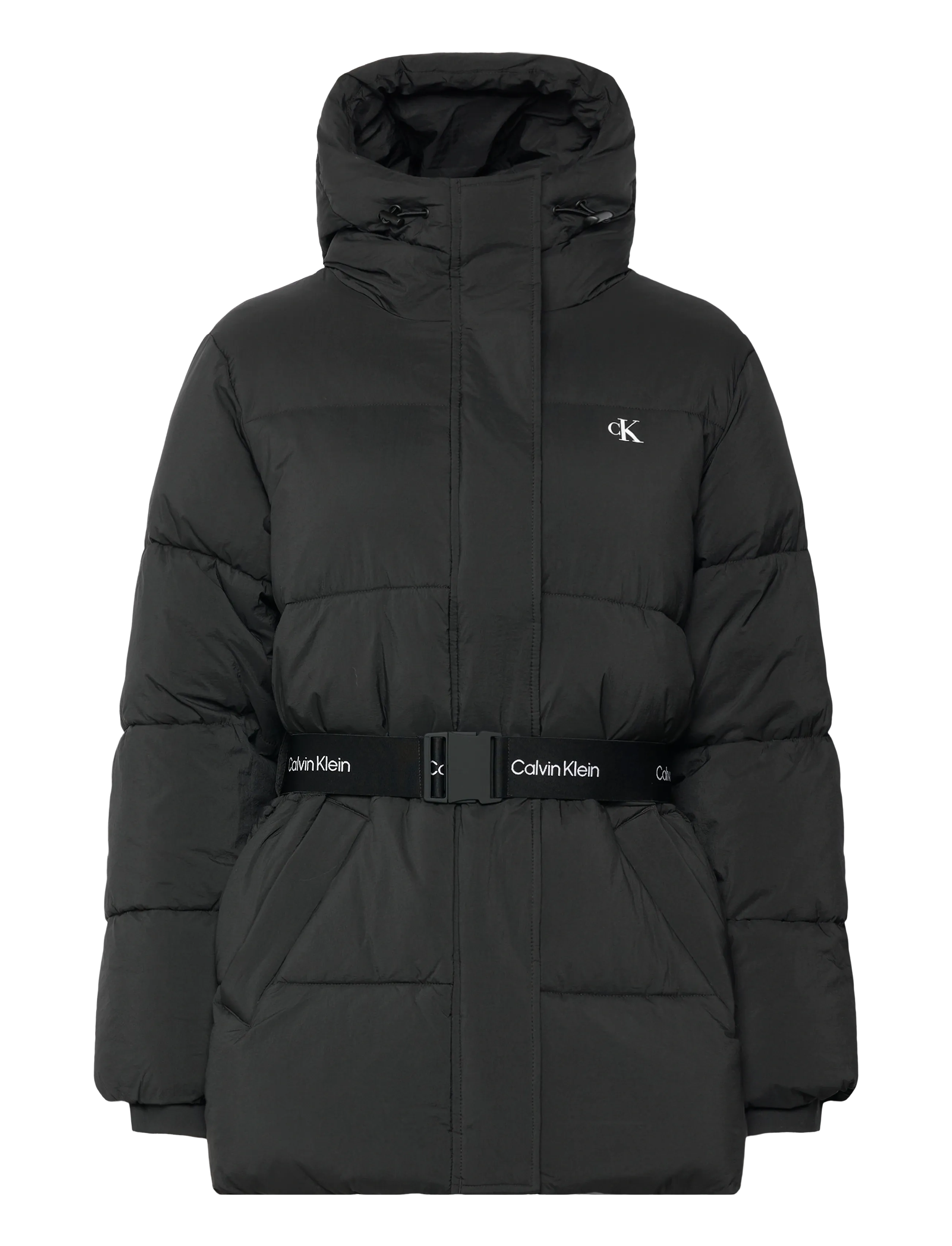BELTED MIDWEIGHT PUFFER - BLACK