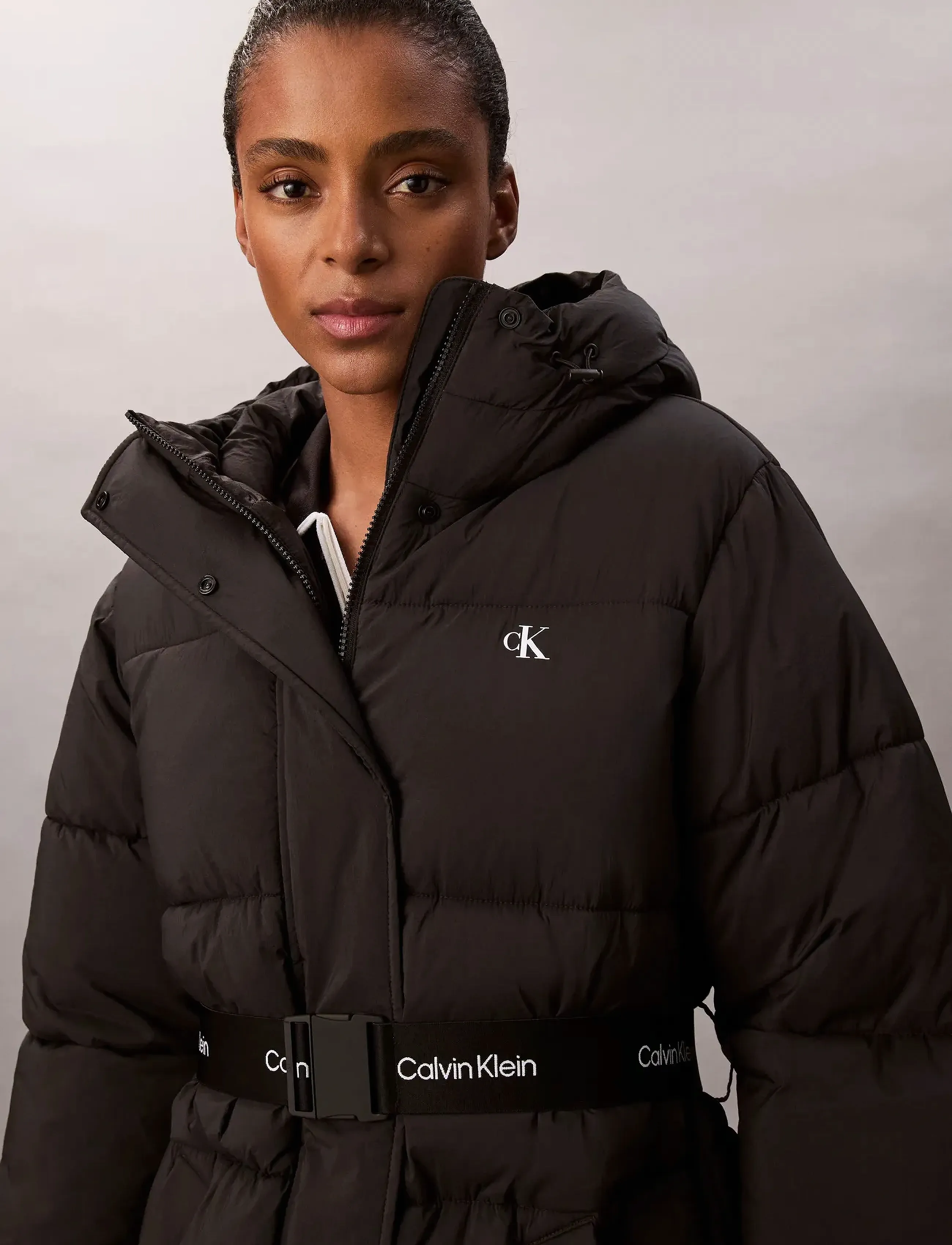 Calvin Klein Jeans - BELTED MIDWEIGHT PUFFER - winterjacken - black - 3