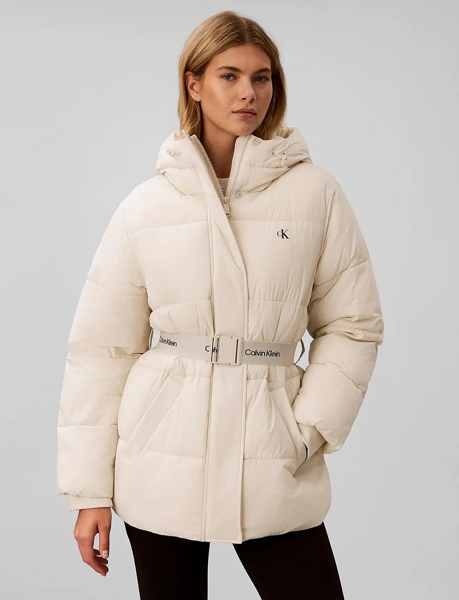 Calvin Klein Jeans - BELTED MIDWEIGHT PUFFER - winterjacken - chalk - 3