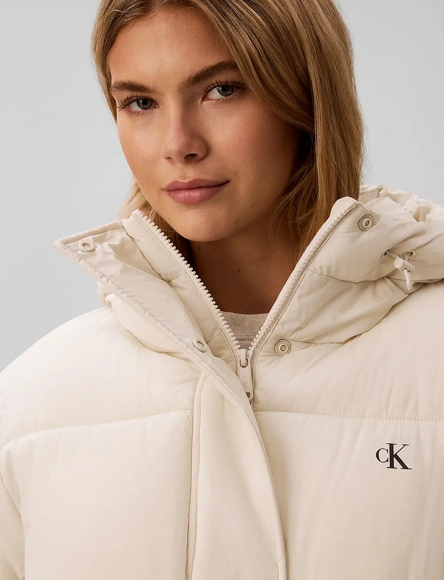 Calvin Klein Jeans - BELTED MIDWEIGHT PUFFER - winterjacken - chalk - 4