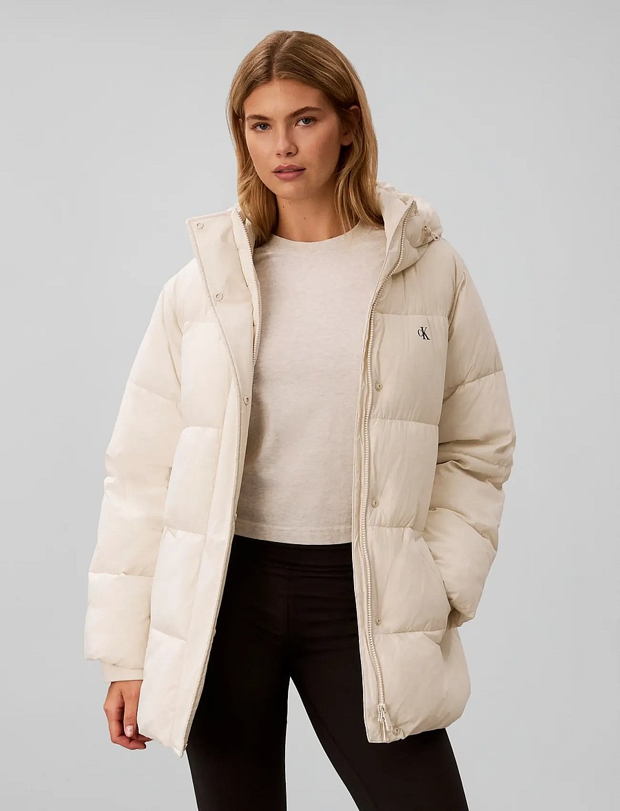 Calvin Klein Jeans - BELTED MIDWEIGHT PUFFER - winterjacken - chalk - 5