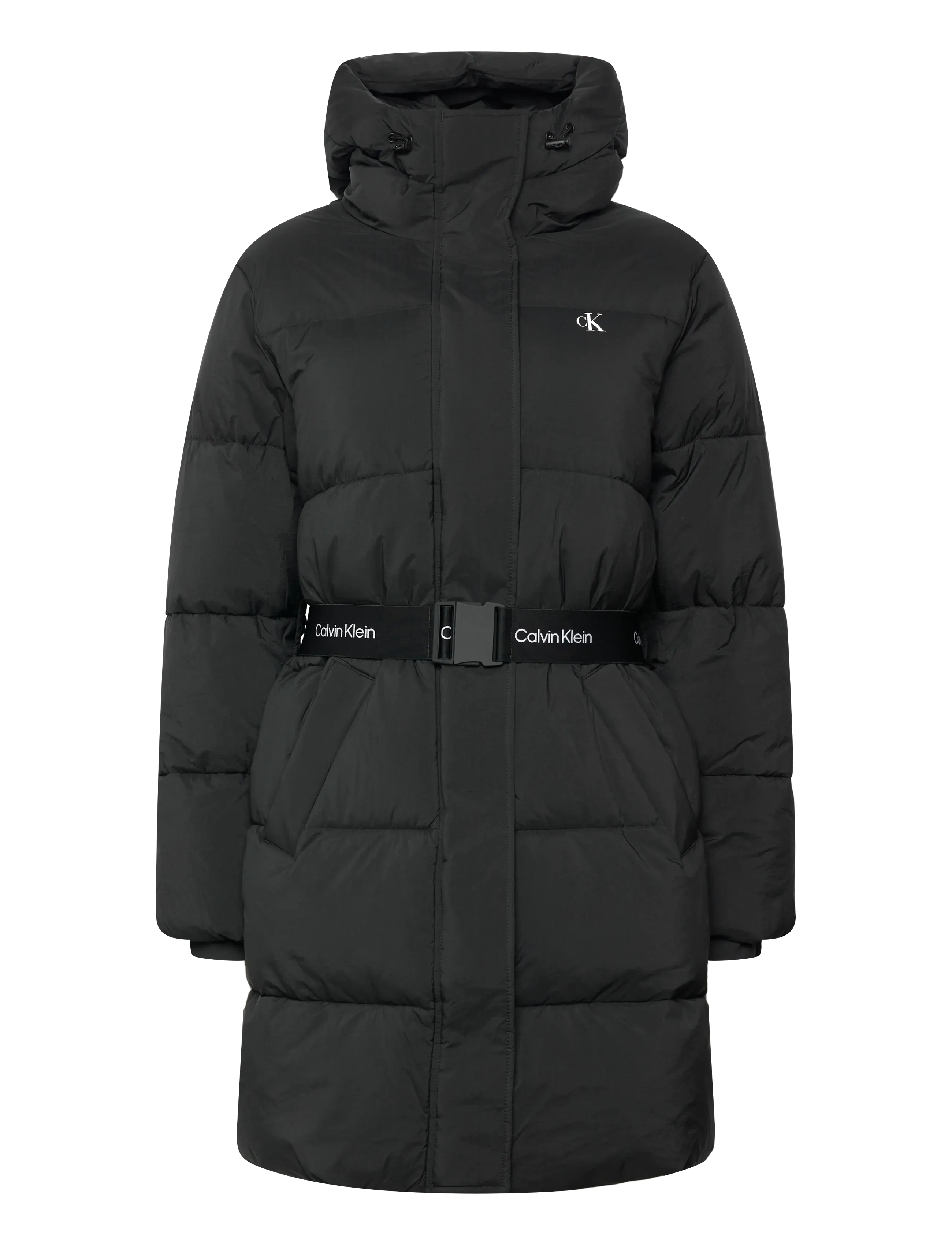 BELTED MIDWEIGHT LONG PUFFER - BLACK