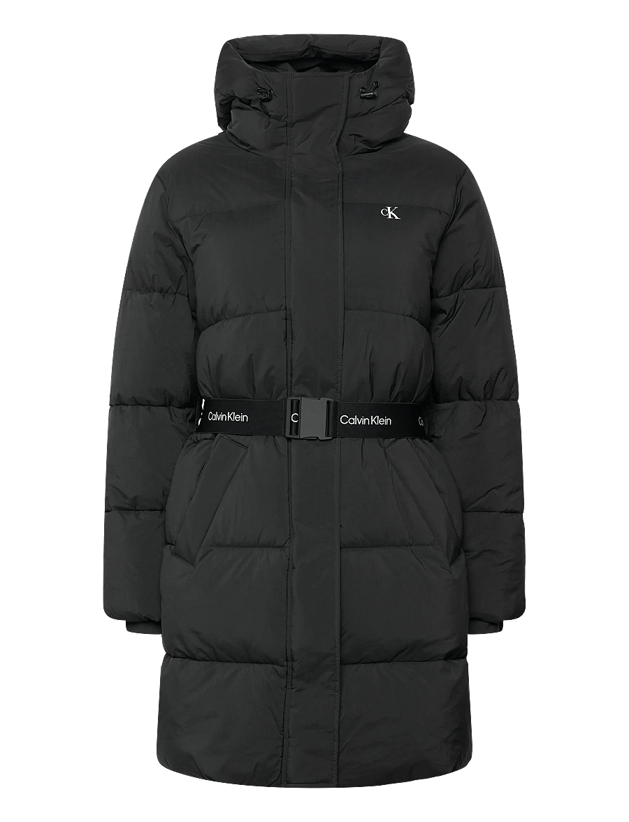Calvin Klein Jeans - BELTED MIDWEIGHT LONG PUFFER - winterjacken - black - 1