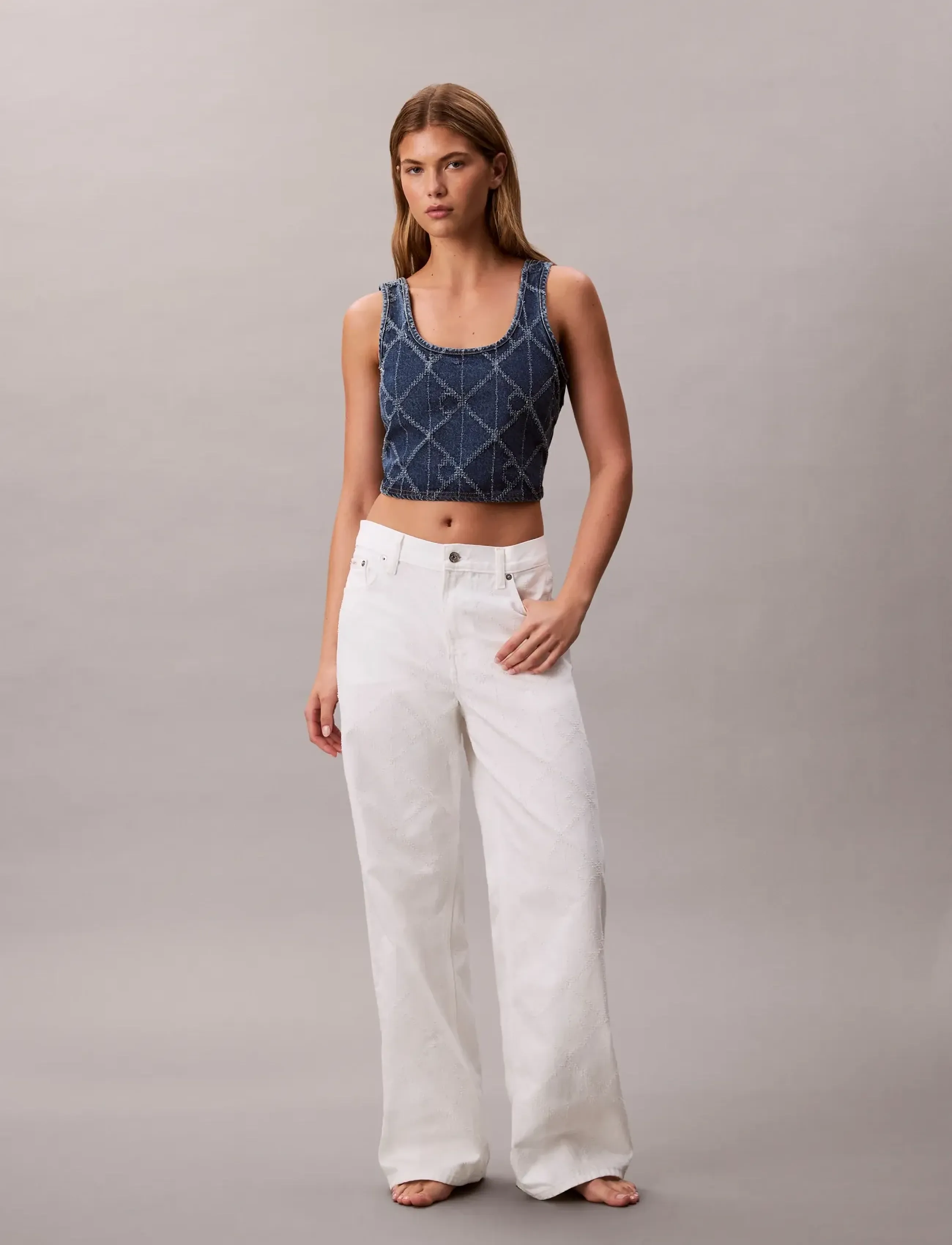 Calvin Klein Jeans LOW RISE BAGGY CK ARCTIC - Tøj - CK ARCTIC / cream