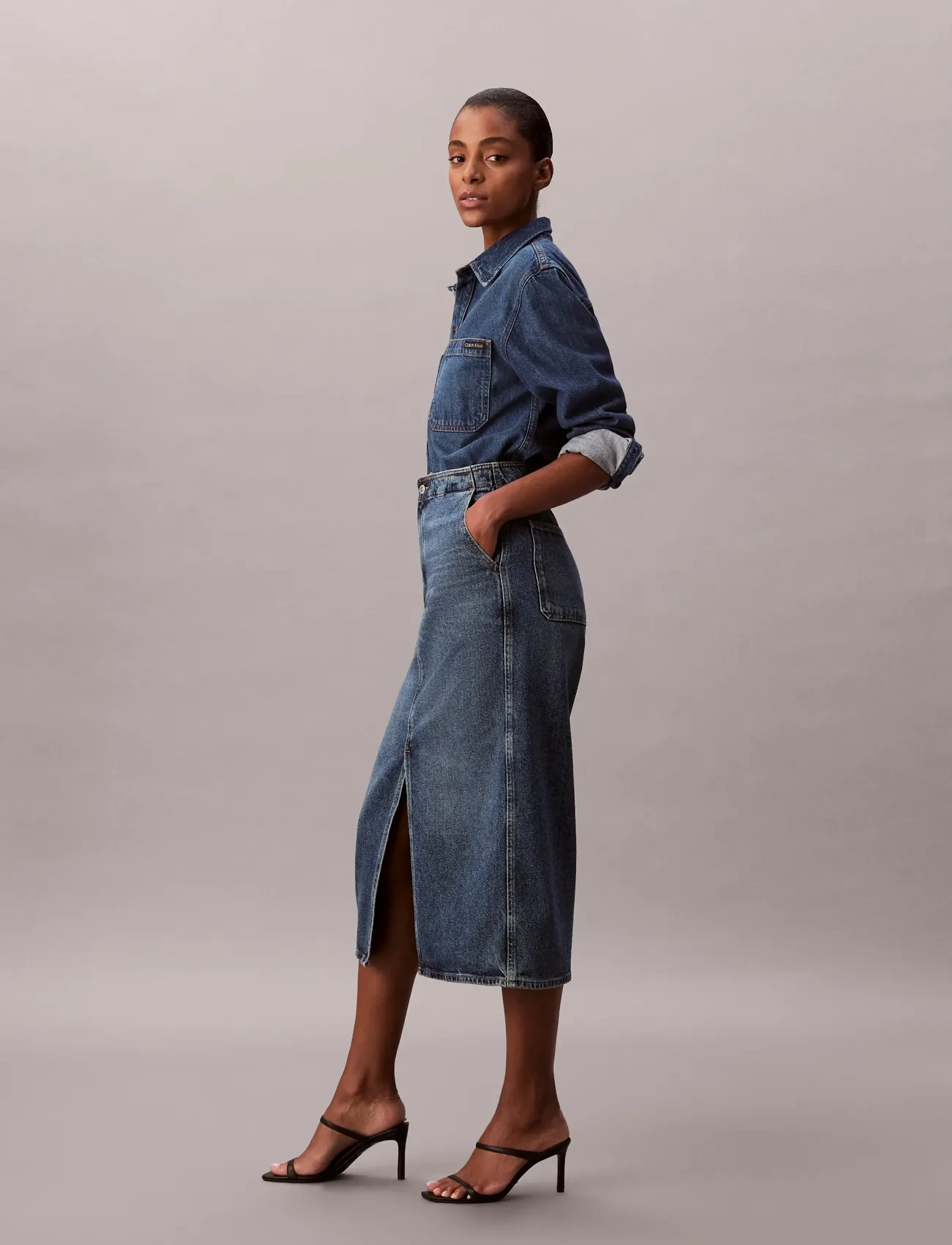 Calvin Klein Jeans - DENIM CARPENTER SKIRT TINTED ORC - denimnederdele - tinted orchard - 3