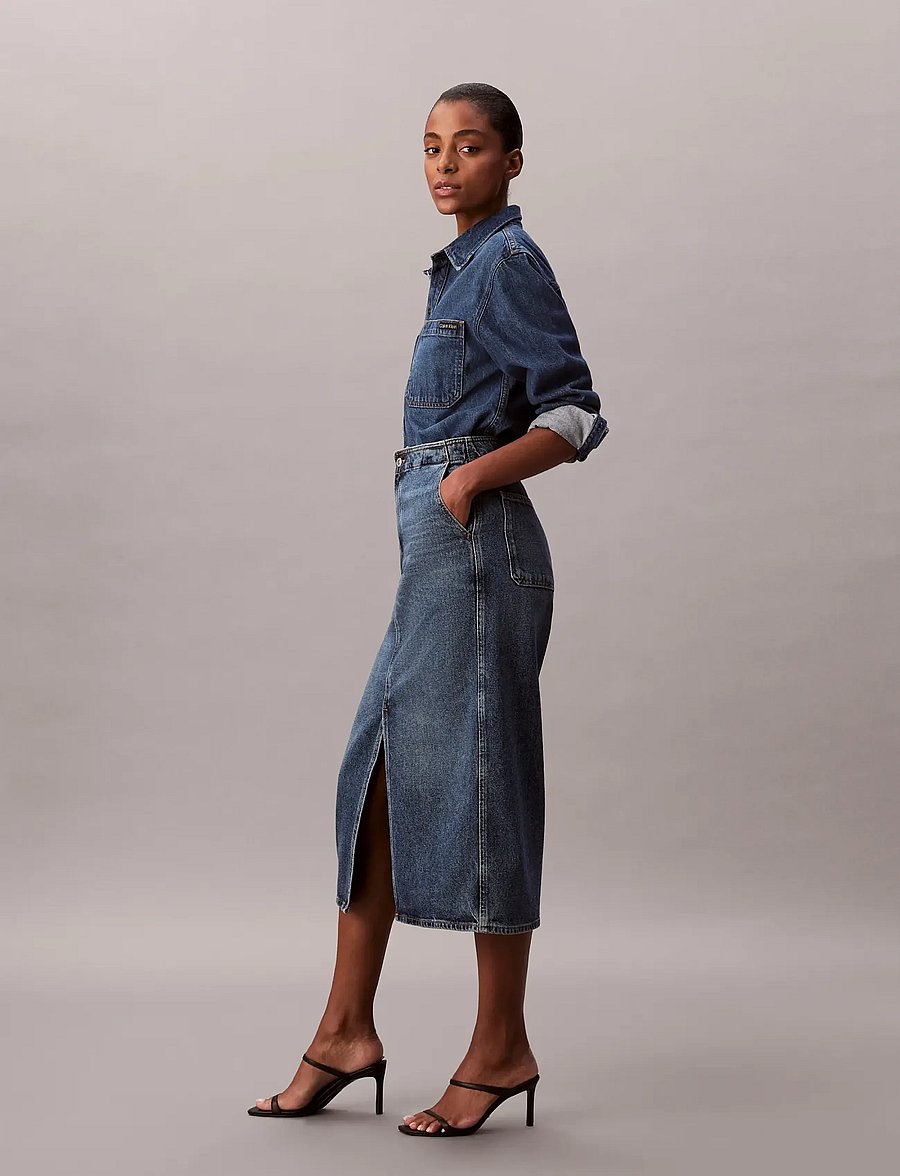 Calvin Klein Jeans - DENIM CARPENTER SKIRT TINTED ORC - denim skirts - tinted orchard - 3