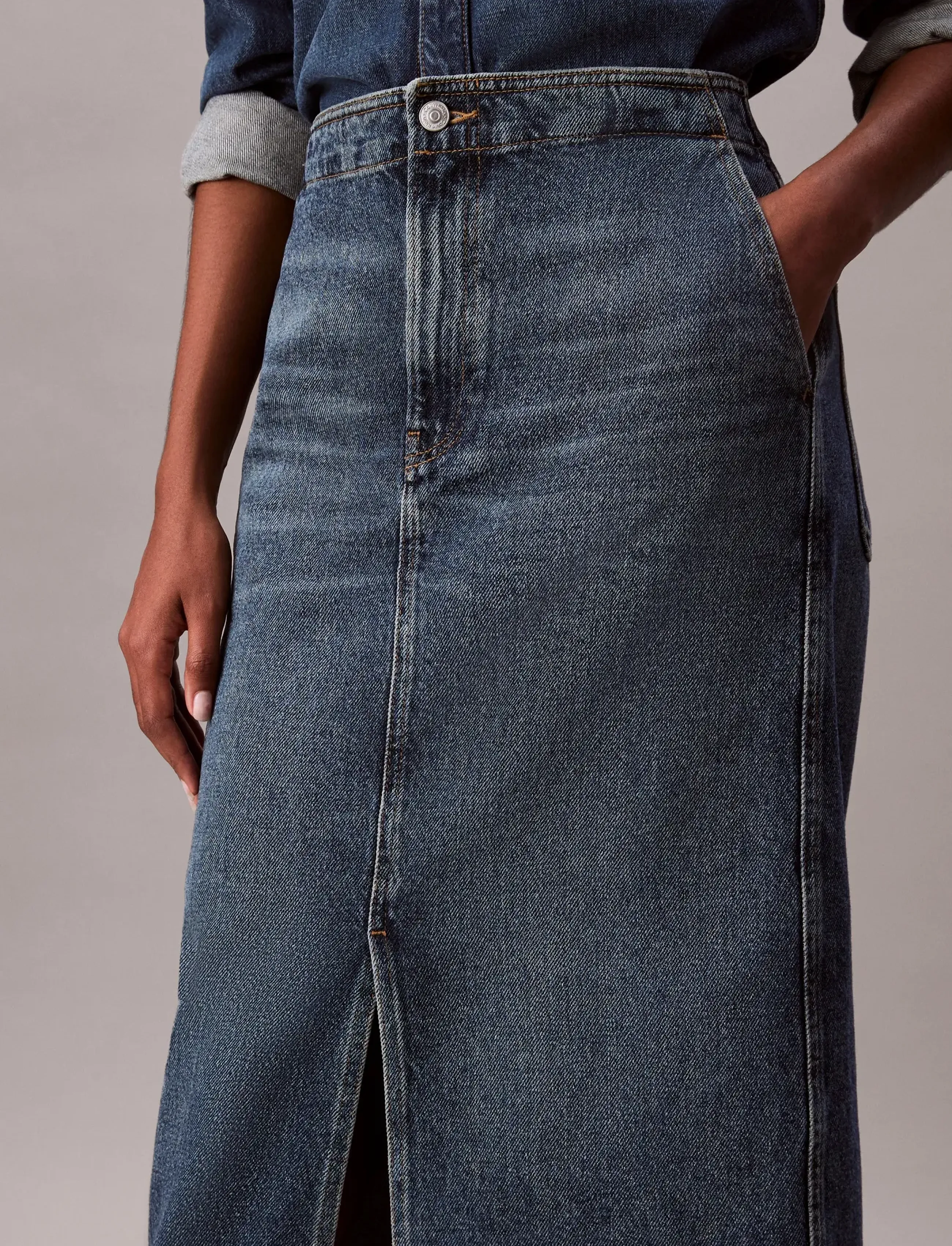 Calvin Klein Jeans - DENIM CARPENTER SKIRT TINTED ORC - denimnederdele - tinted orchard - 4