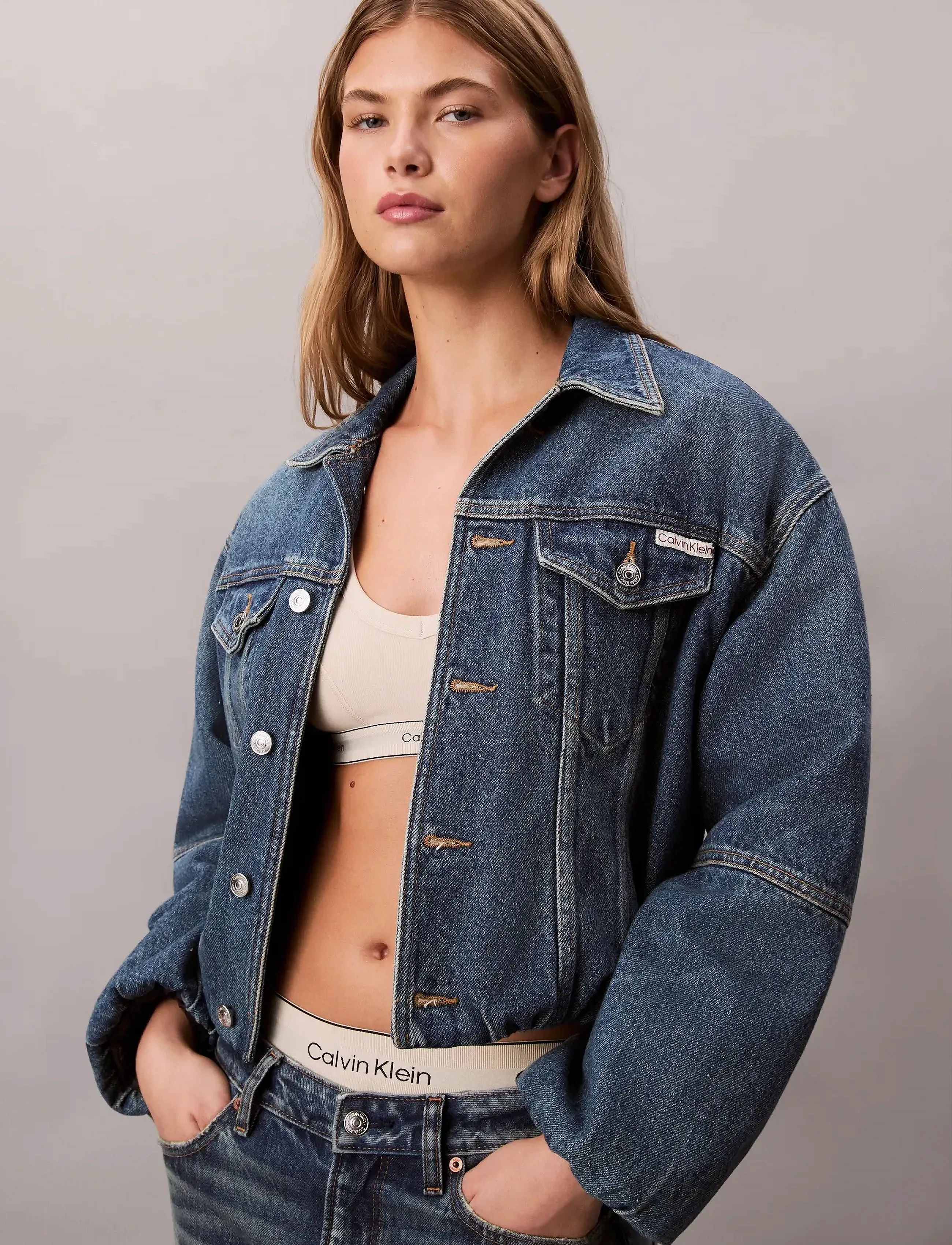Calvin Klein Jeans DENIM BUBBLE JACKET TINTED ORCHA - Overshirts - TINTED ORCHARD / blue