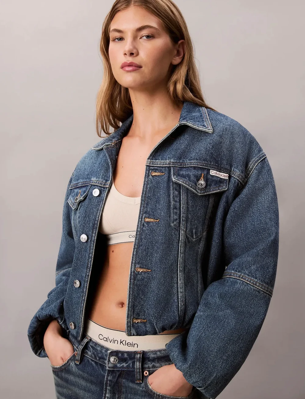 Calvin Klein Jeans - DENIM BUBBLE JACKET TINTED ORCHA - overshirts - tinted orchard - 0