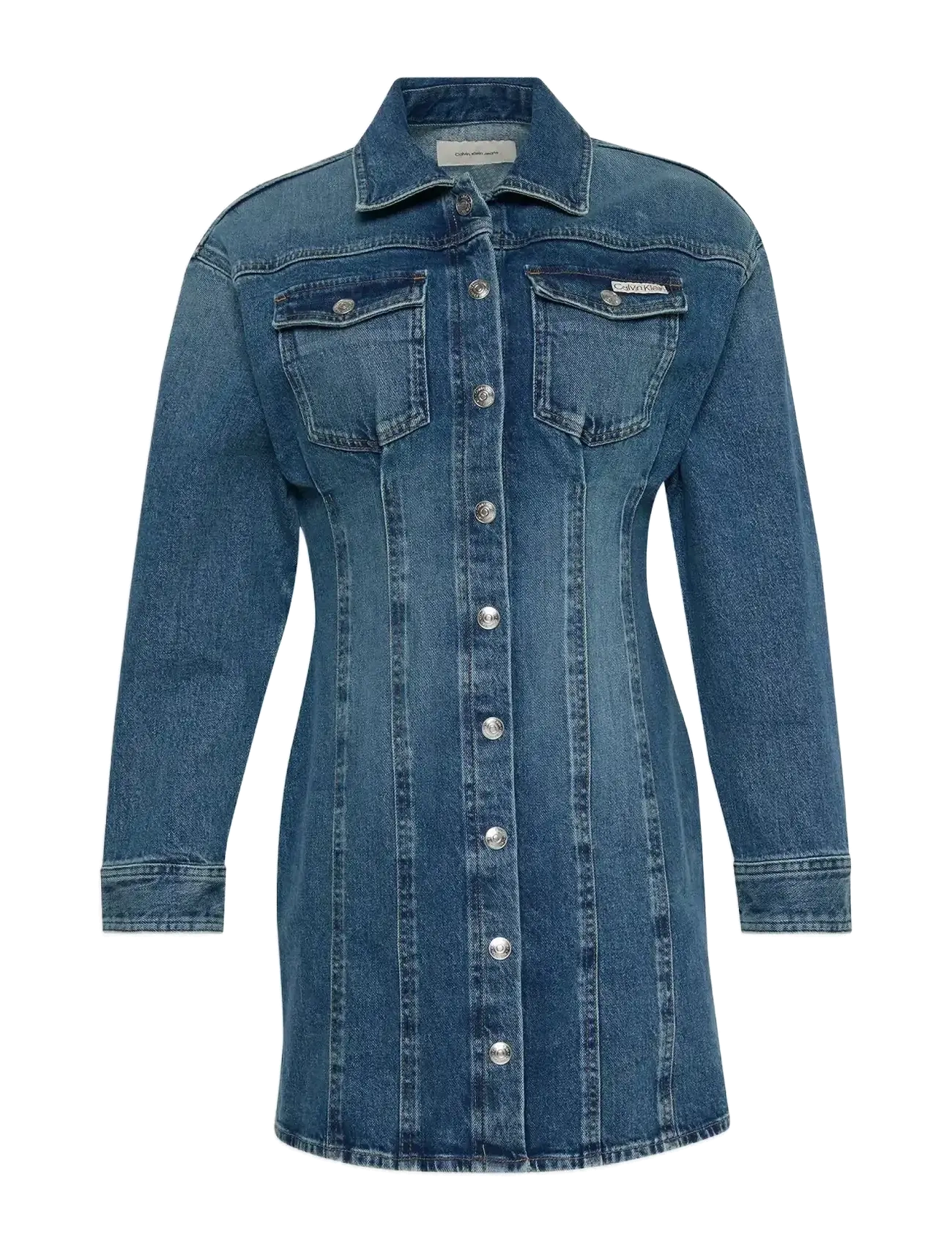 Calvin Klein Jeans Ls Denim Mini Dress Cold Springs, XXS, Dresses, Blau - Short Dress, Frauen