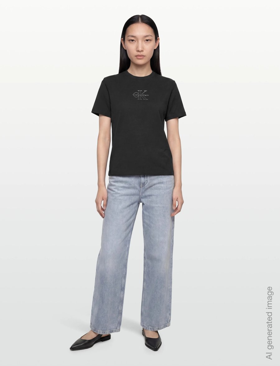 Calvin Klein Jeans - SS CLASSIC FOIL MONOLOGO TEE - t-särgid - black - 0