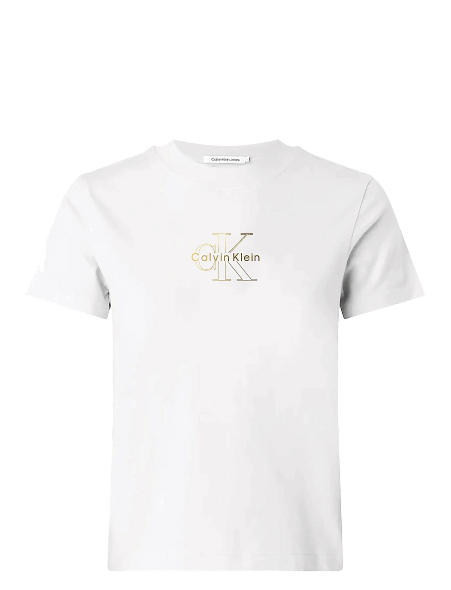 Calvin Klein Jeans - SS CLASSIC FOIL MONOLOGO TEE - t-shirts - bright white - 0