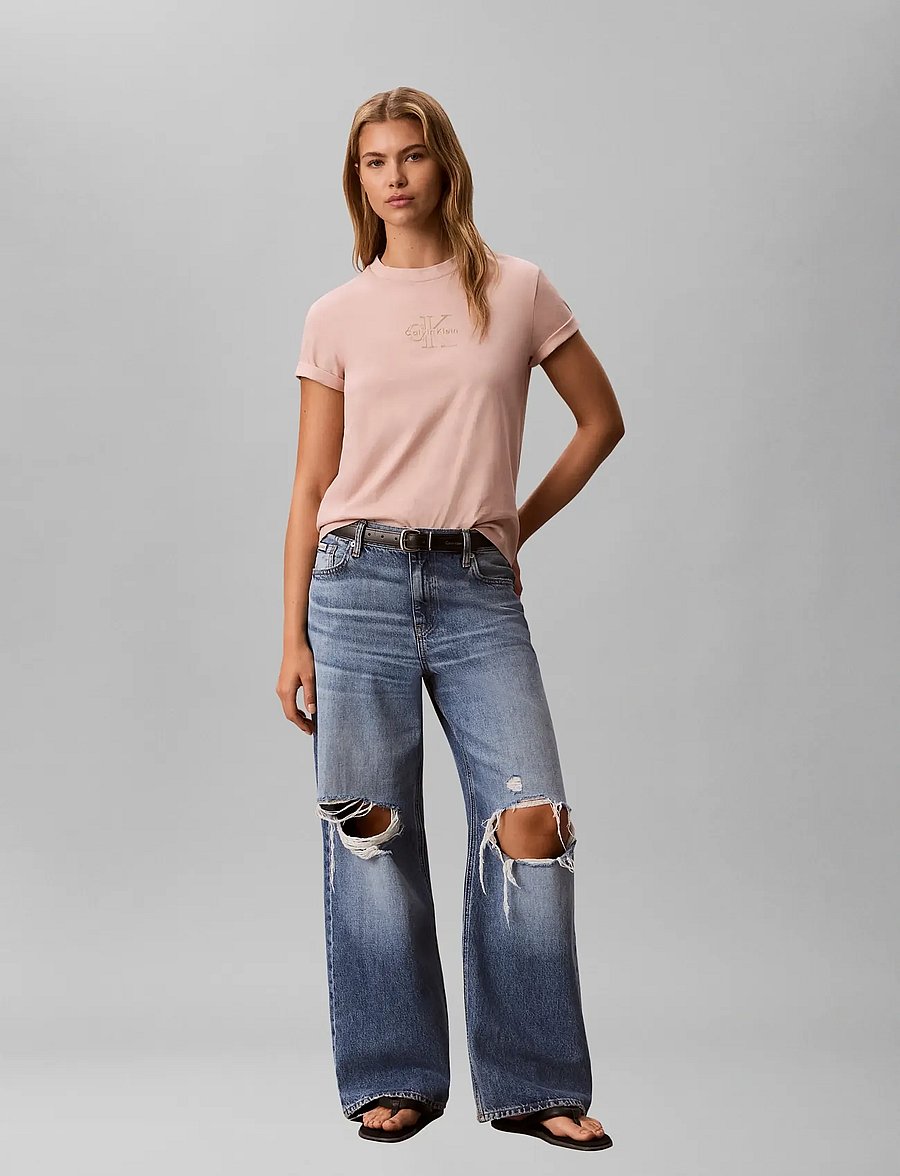 Calvin Klein Jeans - SS CLASSIC FOIL MONOLOGO TEE - t-shirts - tuscan wind - 0