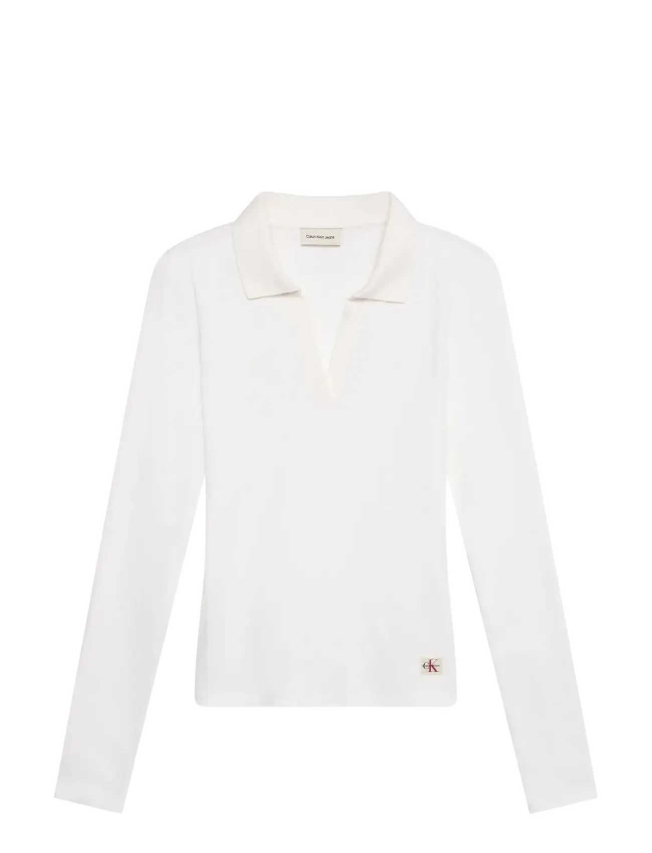 Calvin Klein Jeans LS WOVEN LABEL 2X2 RIB JOHNNY CO - Transitional Layering - BRILLIANT WHITE / white