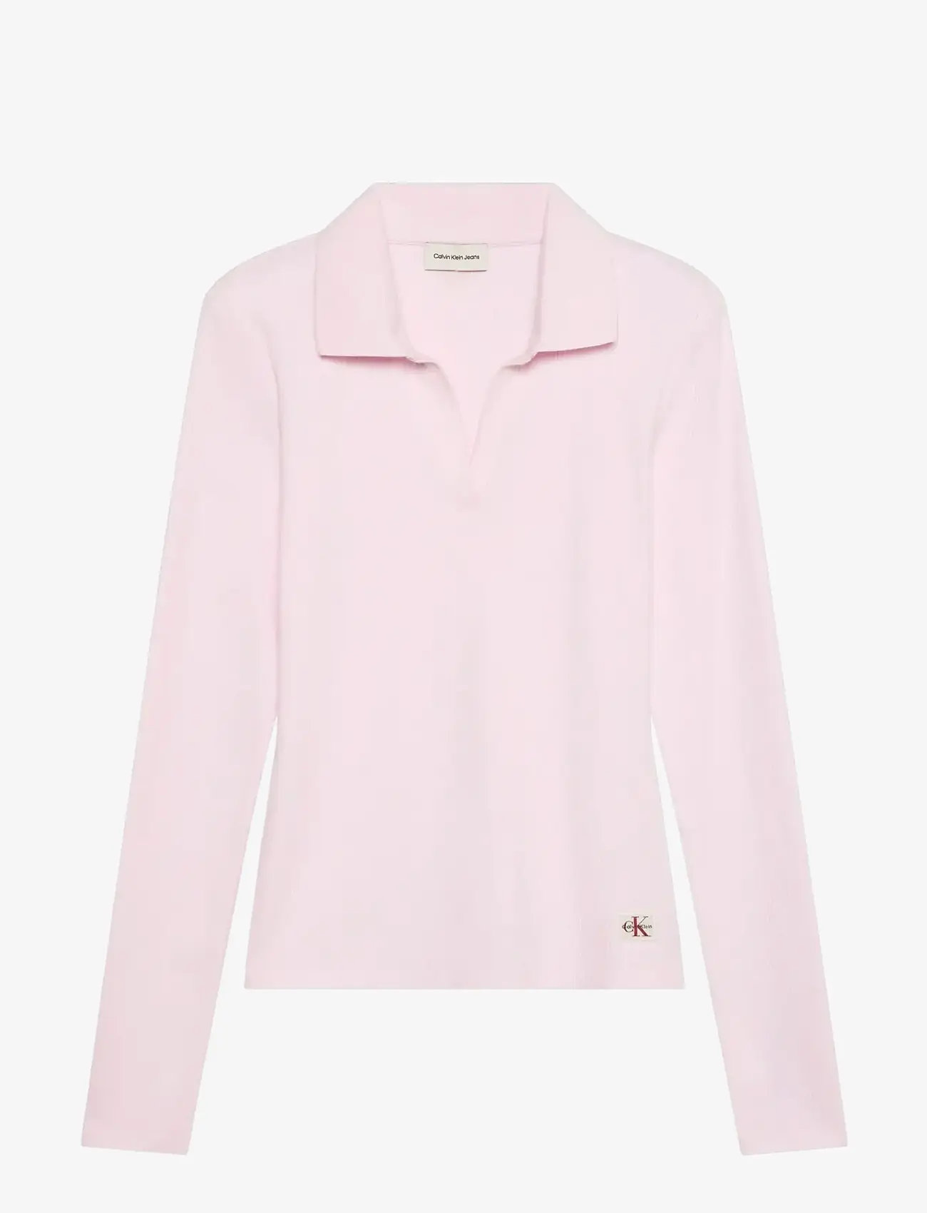 Calvin Klein Jeans - LS WOVEN LABEL 2X2 RIB JOHNNY CO - pikéer - pearly pink - 1