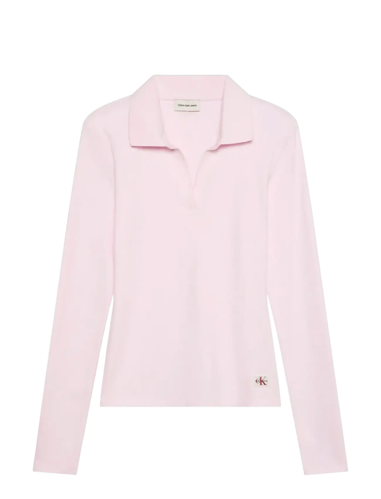 Calvin Klein Jeans LS WOVEN LABEL 2X2 RIB JOHNNY CO - T-Shirts & Tops - PEARLY PINK / pink/rose