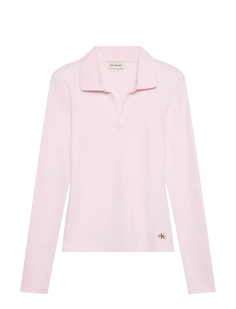 Calvin Klein Jeans - LS WOVEN LABEL 2X2 RIB JOHNNY CO - pikéer - pearly pink - 1