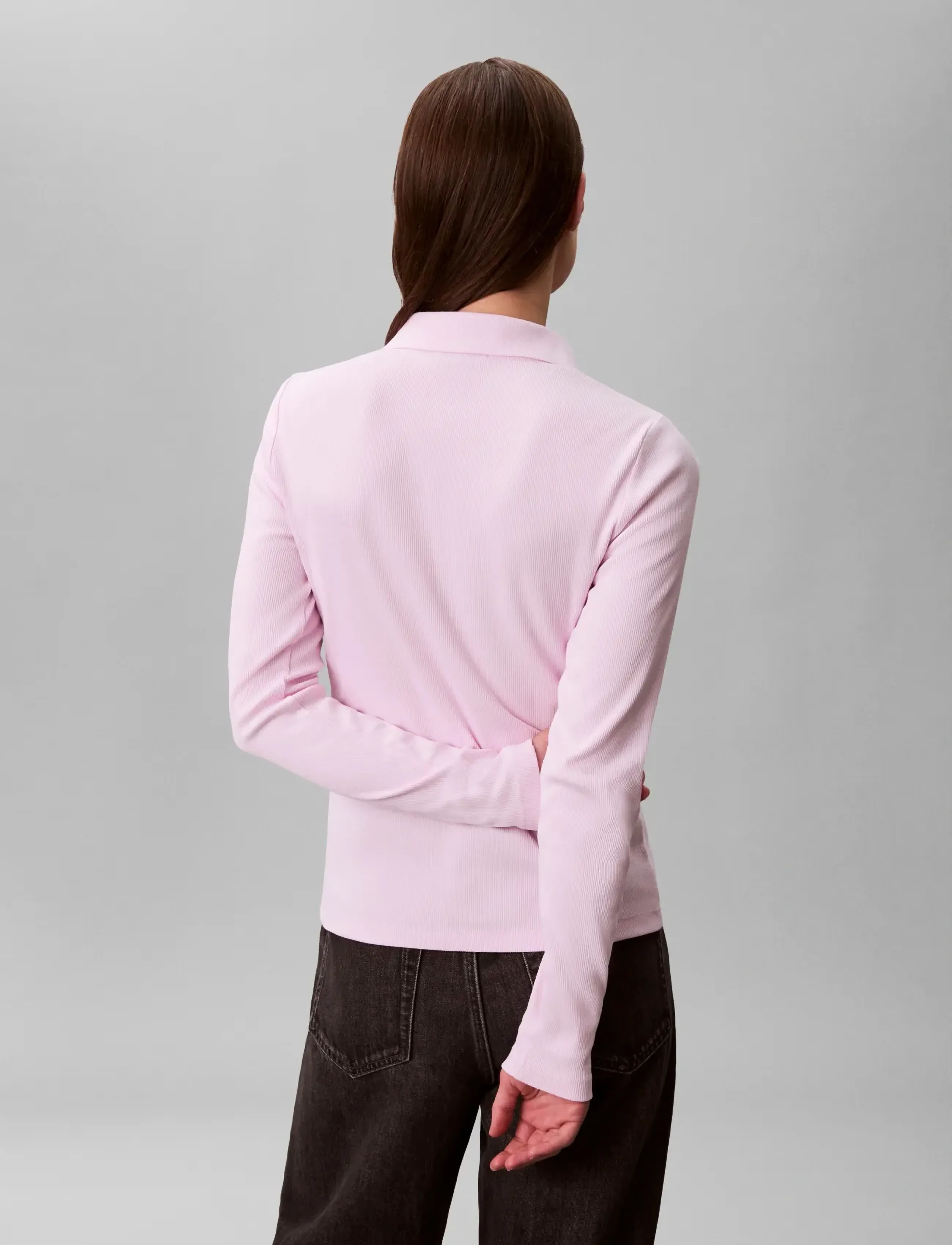 Calvin Klein Jeans - LS WOVEN LABEL 2X2 RIB JOHNNY CO - pearly pink - 2