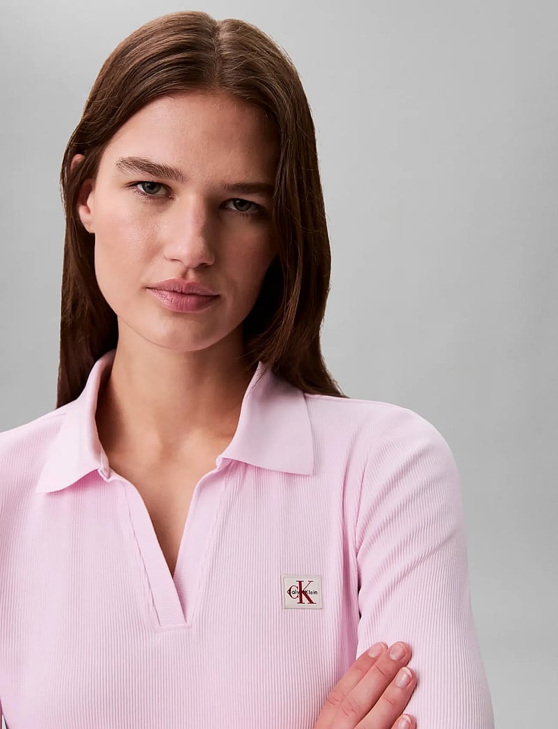 Calvin Klein Jeans - LS WOVEN LABEL 2X2 RIB JOHNNY CO - pikéer - pearly pink - 4