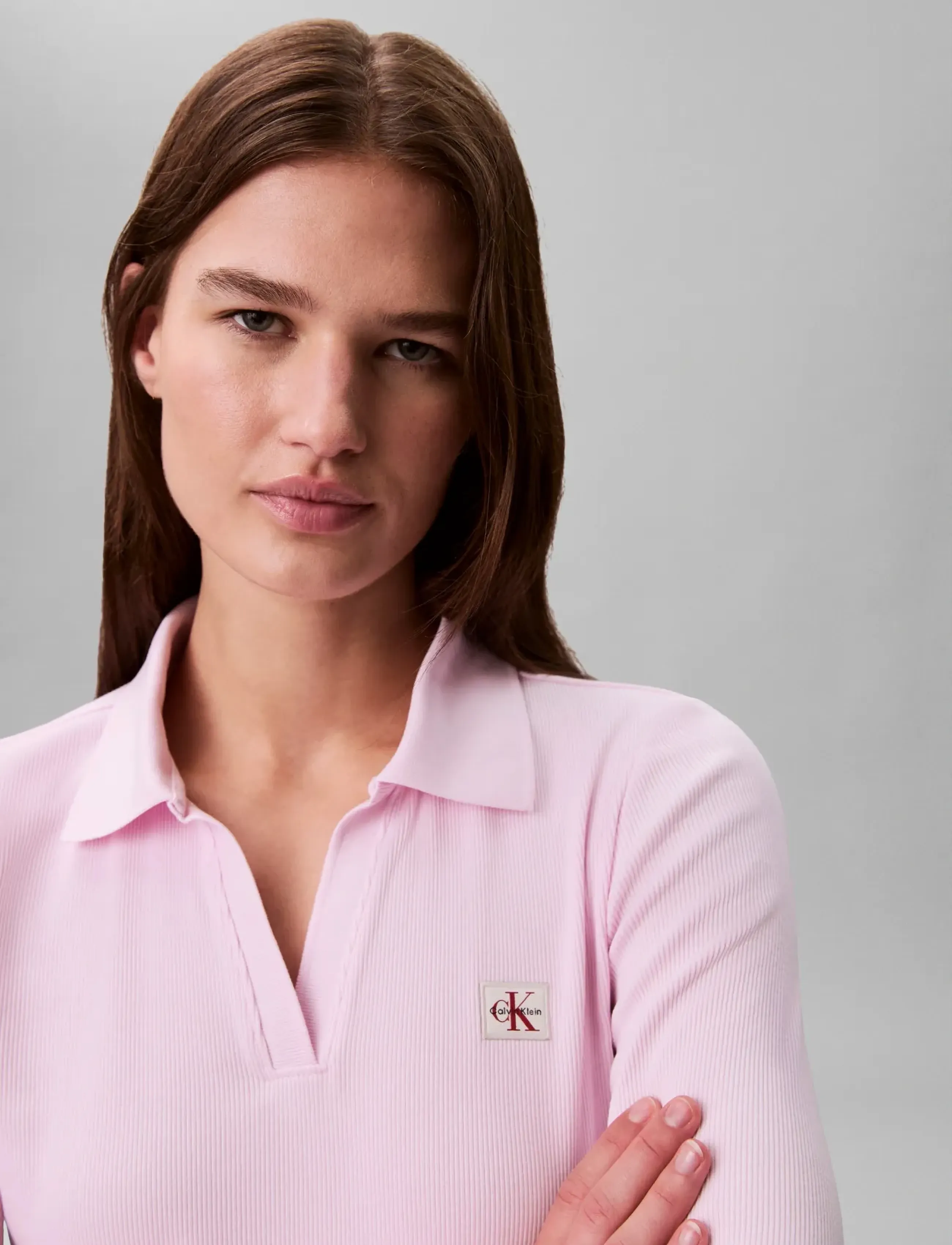 Calvin Klein Jeans - LS WOVEN LABEL 2X2 RIB JOHNNY CO - pearly pink - 4