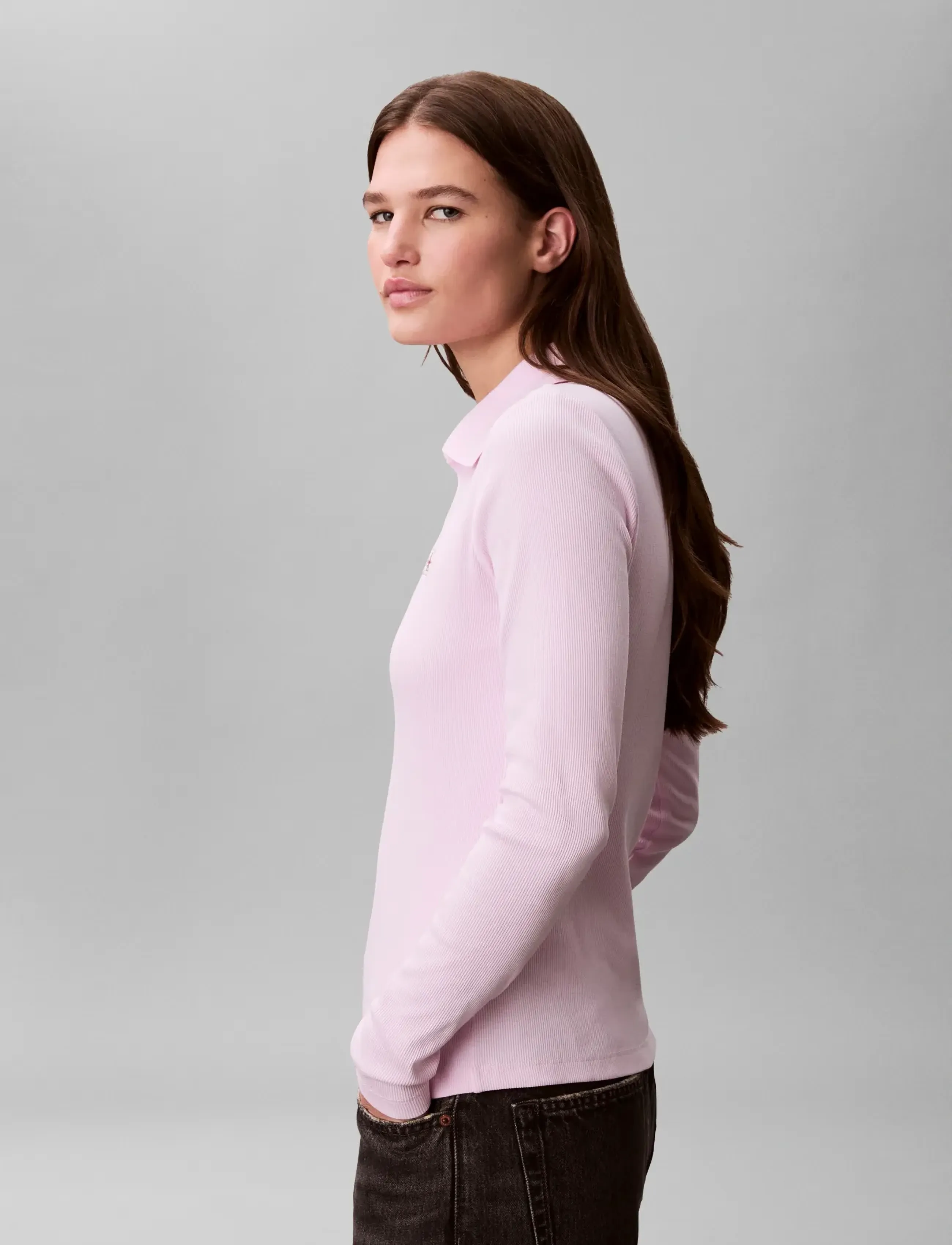 Calvin Klein Jeans - LS WOVEN LABEL 2X2 RIB JOHNNY CO - pearly pink - 5