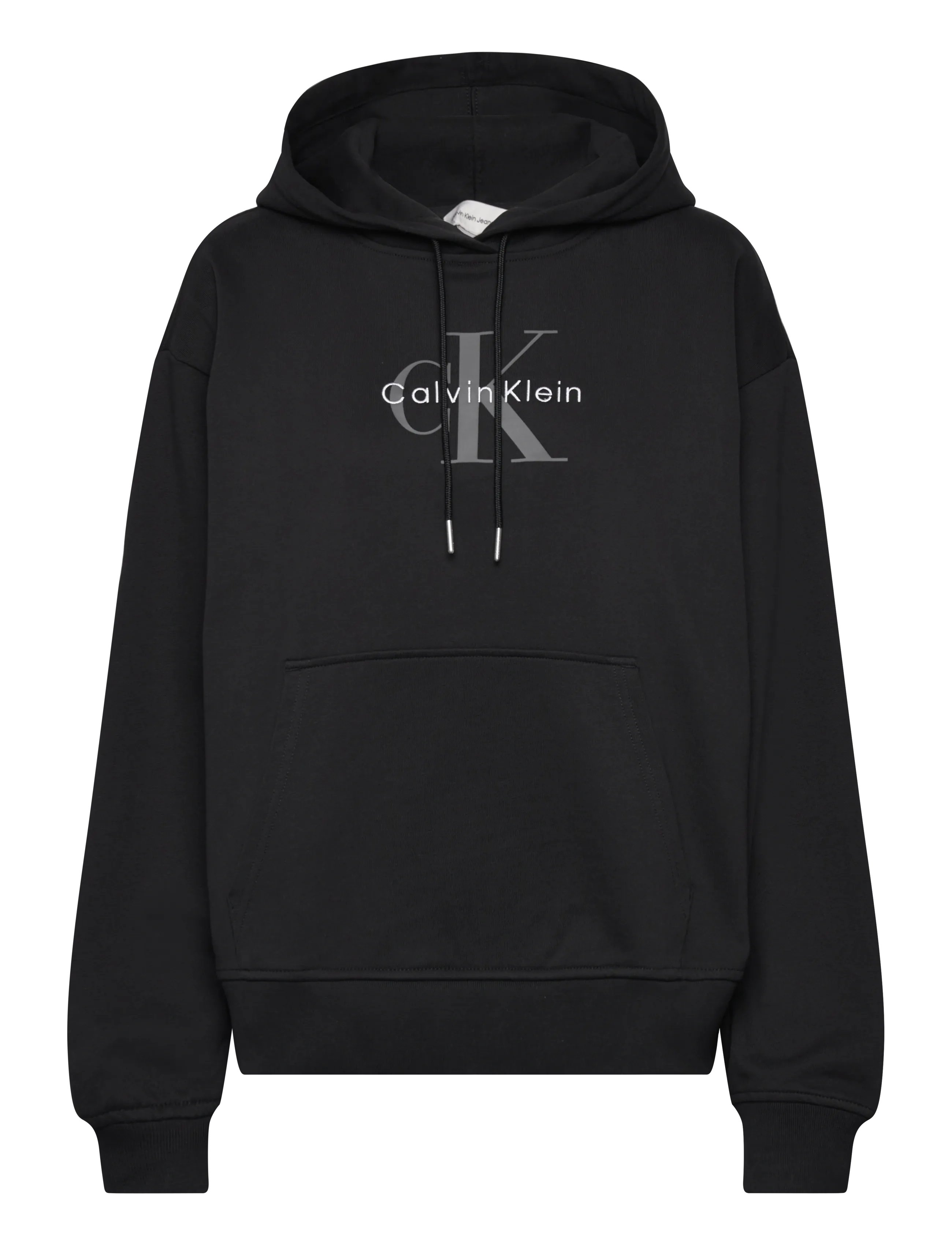 Calvin Klein Jeans LS MONOLOGO FRENCH TERRY PO HOOD - Back to basics - BLACK / black