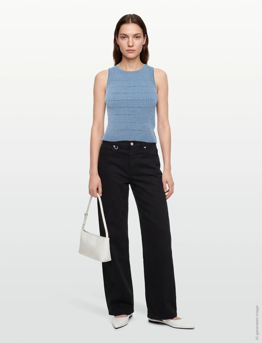 Calvin Klein Jeans - MATTE CHENILLE SL TOP - sleeveless tops - dusty sailor blue - 0