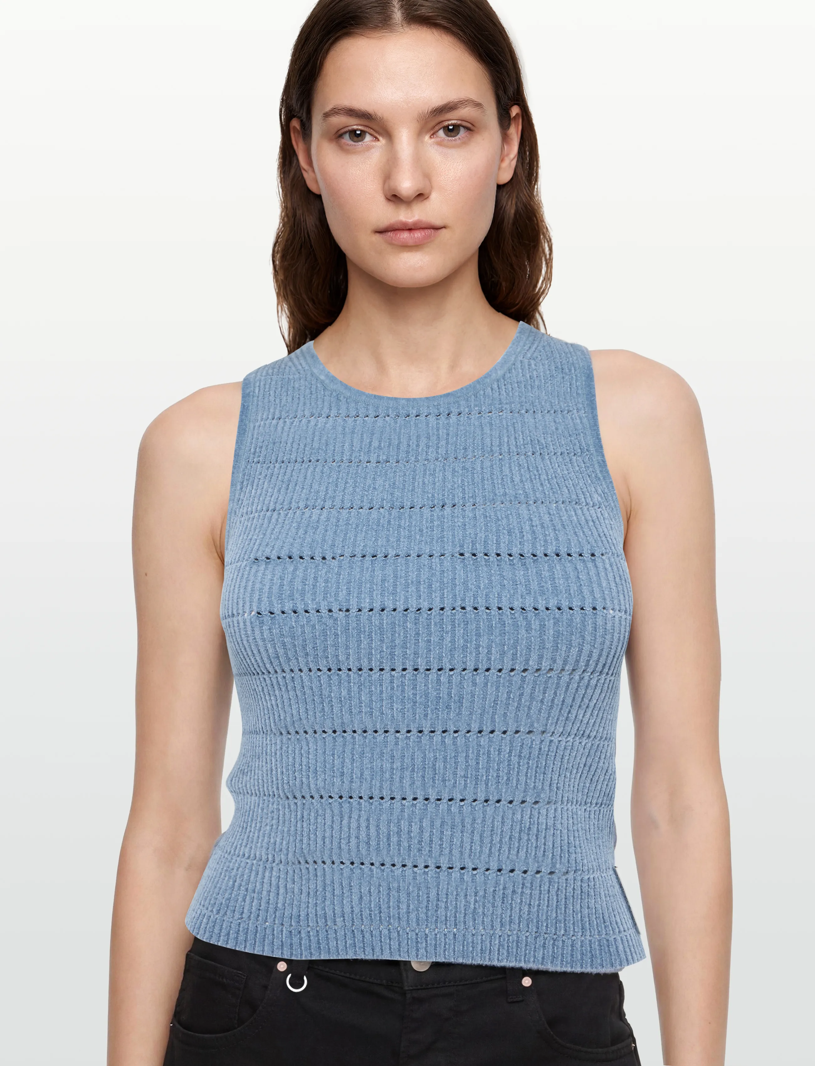 Calvin Klein Jeans - MATTE CHENILLE SL TOP - sleeveless tops - dusty sailor blue - 3