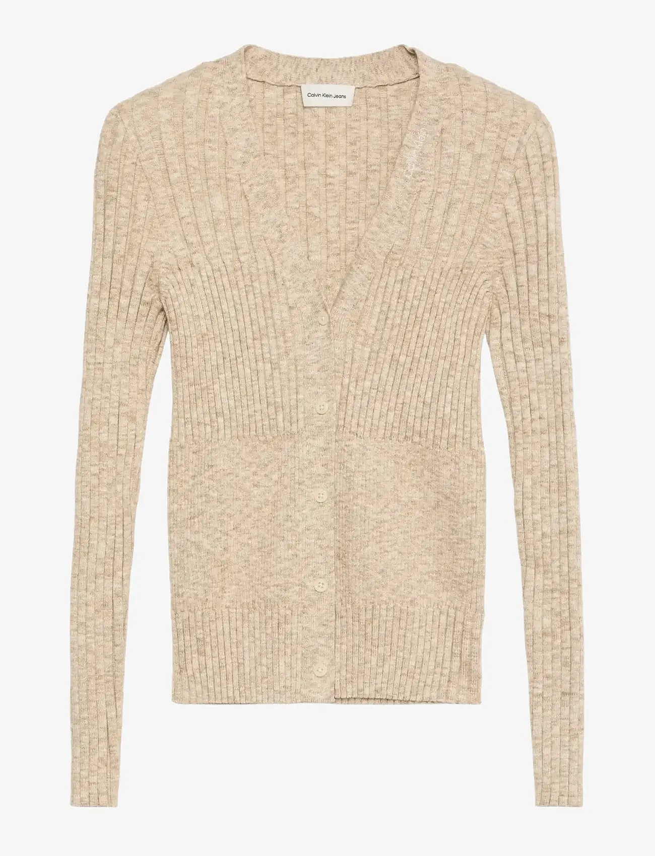 Calvin Klein Jeans - MOULINE RIB CARDIGAN - koftor - tuscan beige space dye - 1