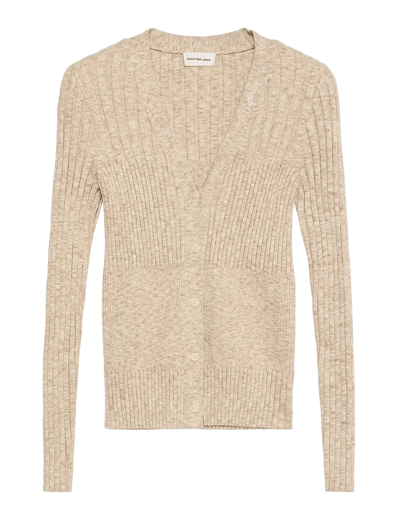 Calvin Klein Jeans - MOULINE RIB CARDIGAN - koftor - tuscan beige space dye - 1