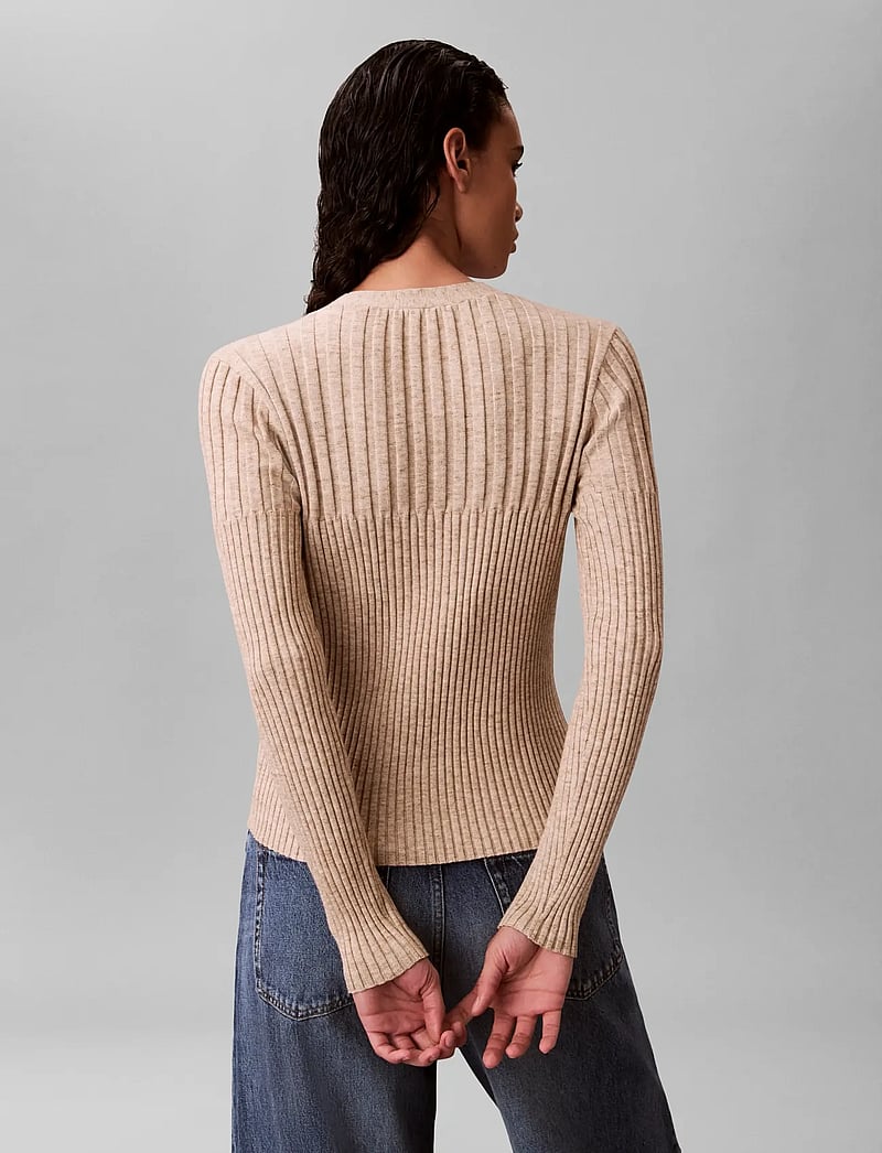 Calvin Klein Jeans - MOULINE RIB CARDIGAN - koftor - tuscan beige space dye - 2