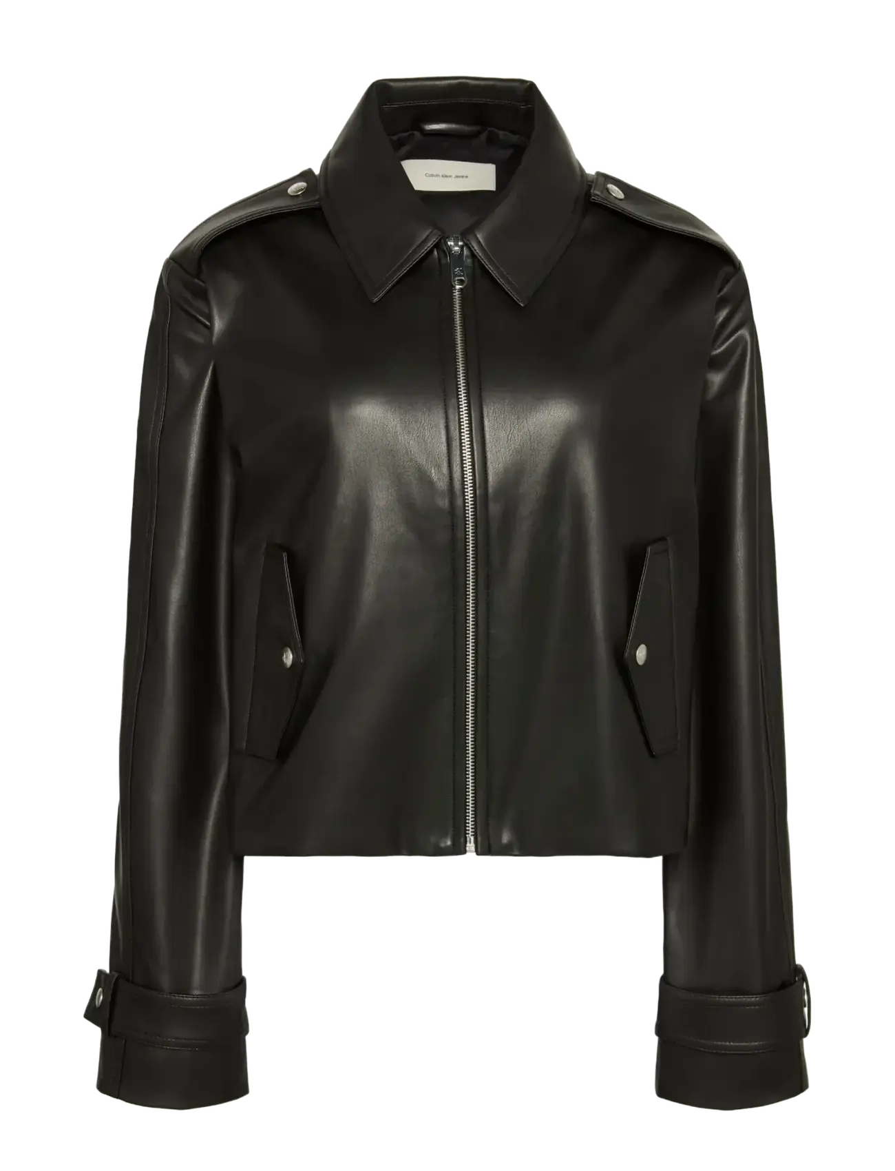 CALVIN KLEIN JEANS Leder Moto Jacke Schwarz - XS - Damen