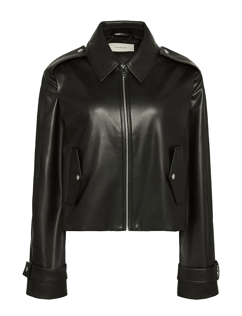 Calvin Klein Jeans - LEATHER MOTO JACKET - forårsjakker - black - 1