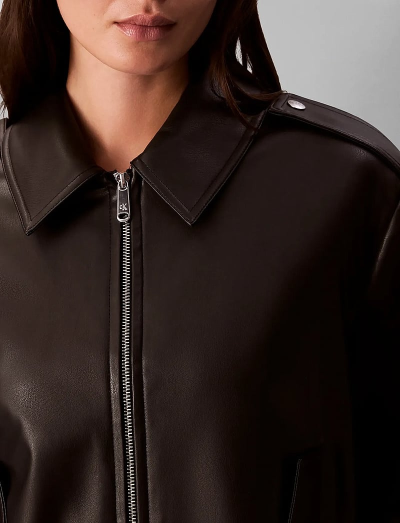 Calvin Klein Jeans - LEATHER MOTO JACKET - forårsjakker - black - 2